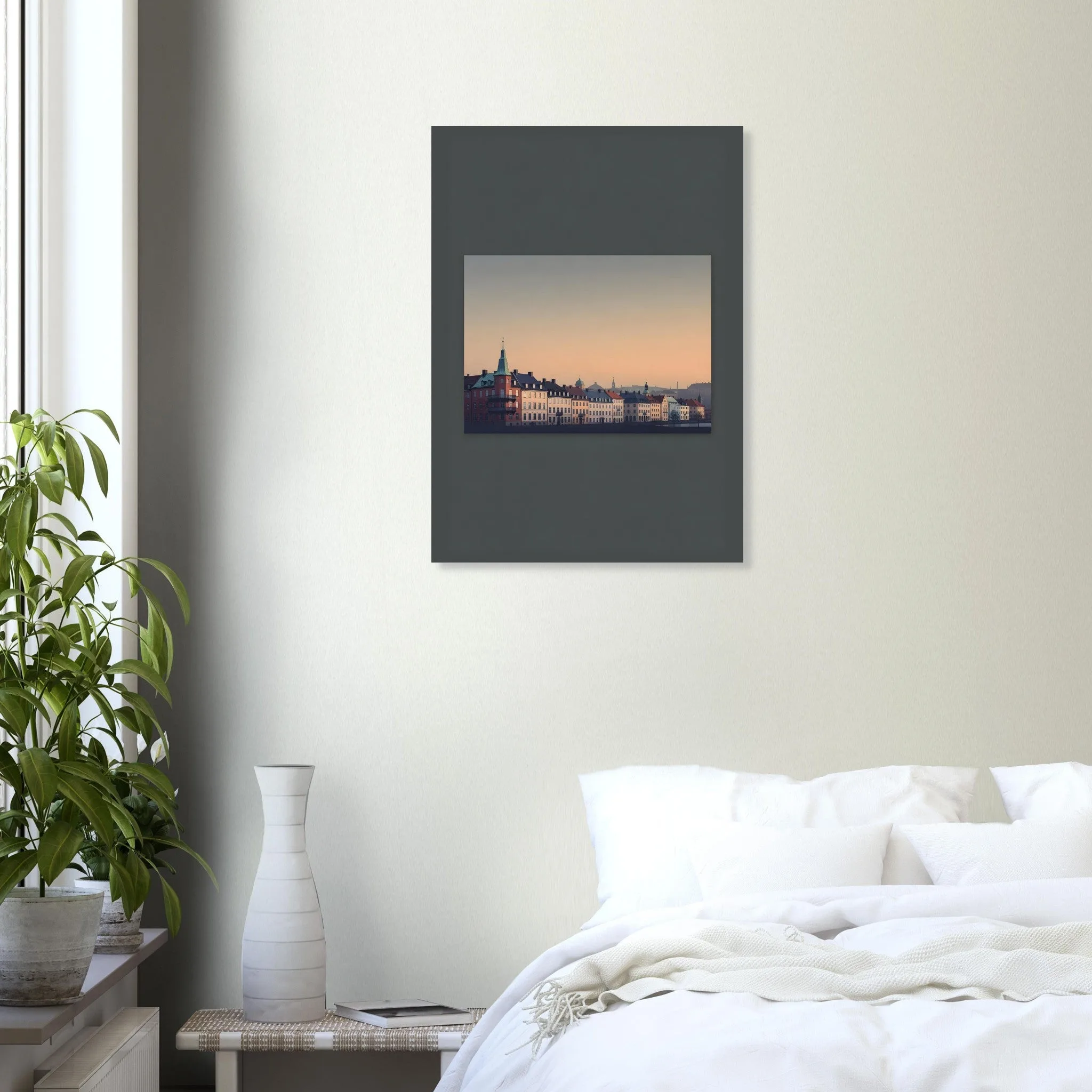 Silhouette skyline poster of Linköping — warm minimalist design, from €19