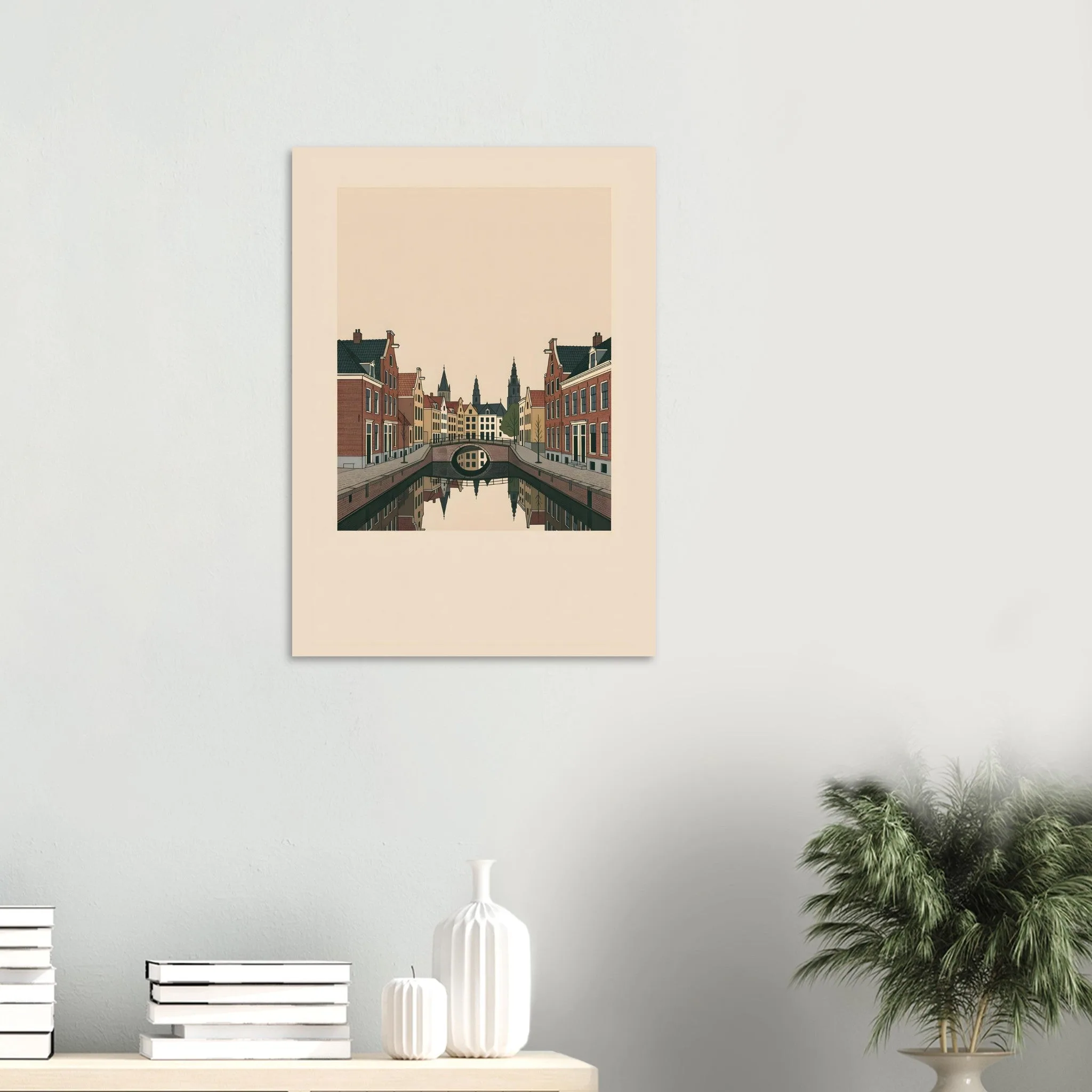 Minimalist line art poster of Delft — warm minimalist design, from €19