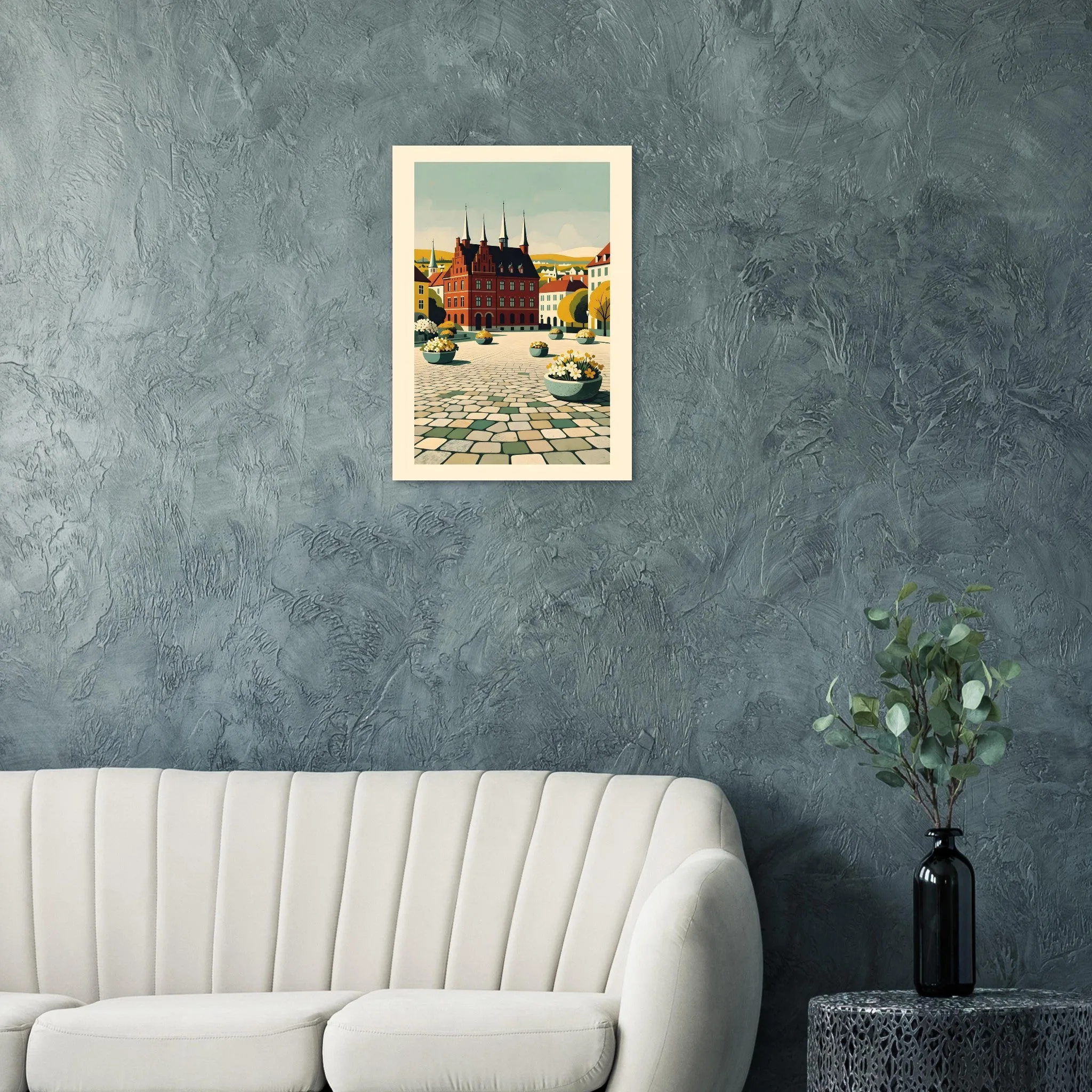 Mid-century modern poster of Lund — warm minimalist design, from €19