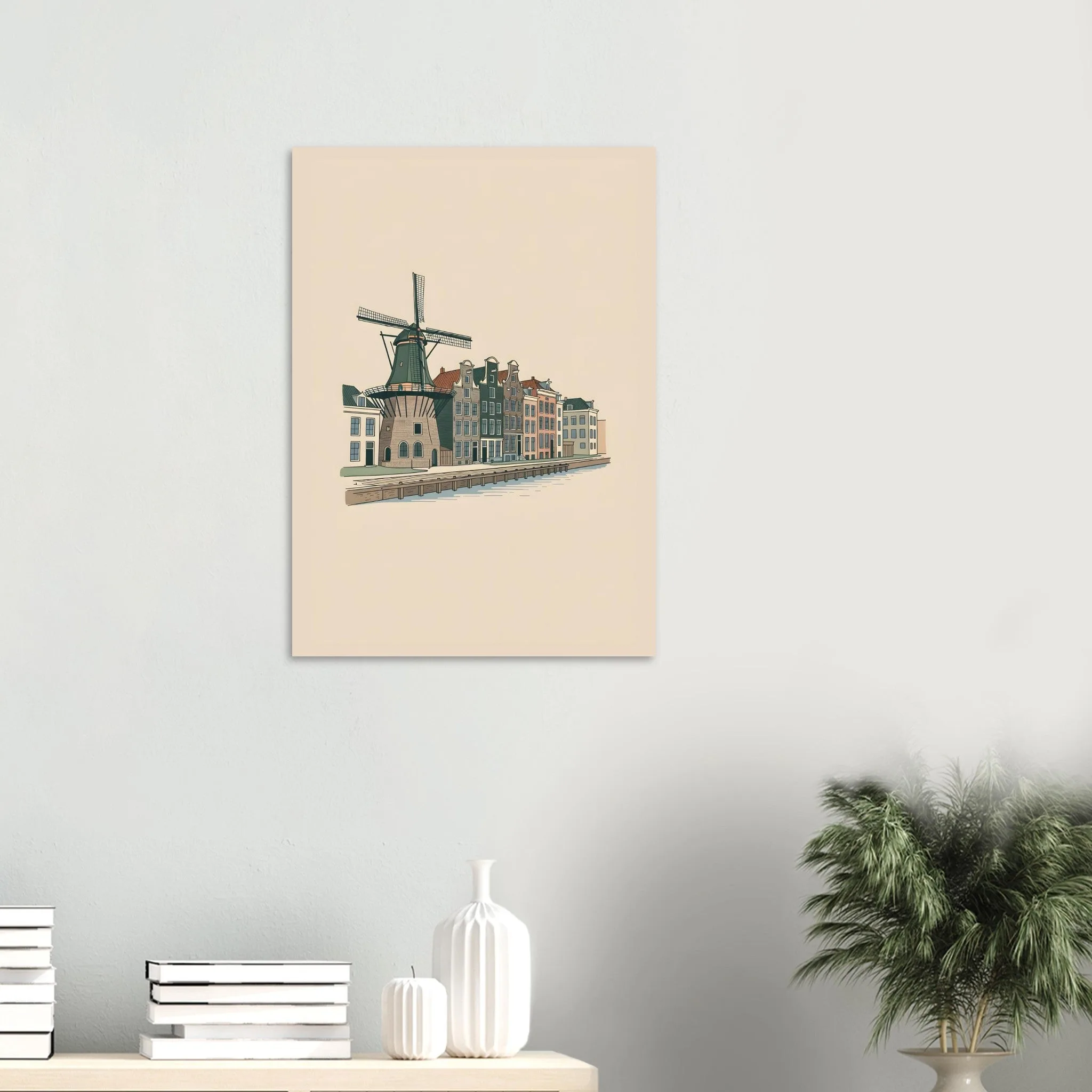 Minimalist line art poster of Leiden — warm minimalist design, from €19