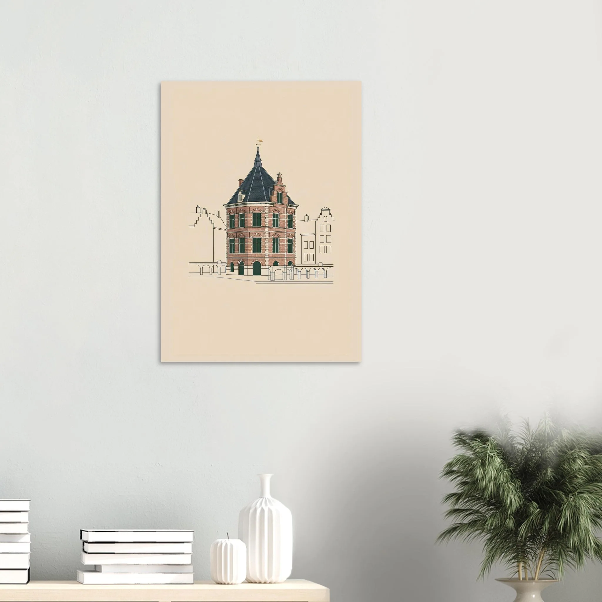 Minimalist line art poster of Leeuwarden — warm minimalist design, from €19