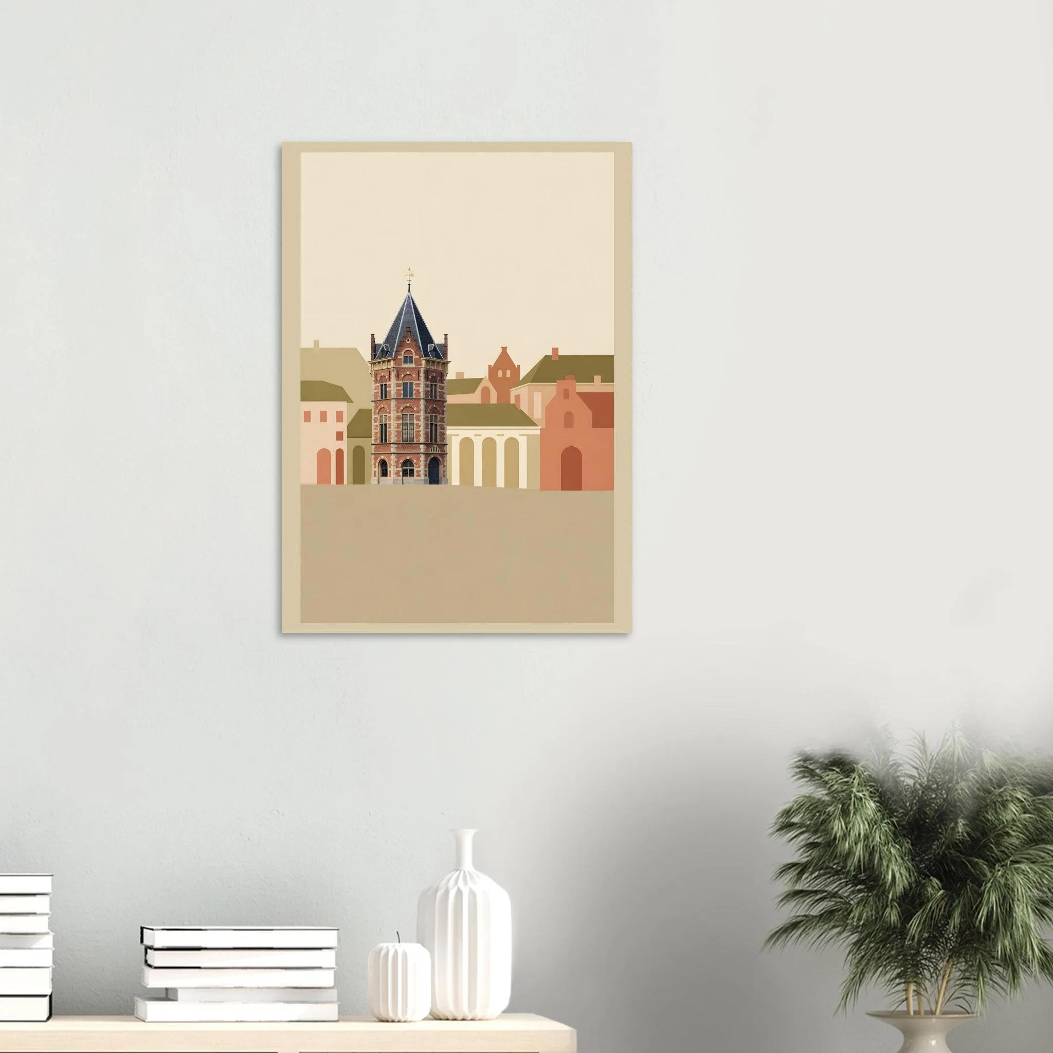 Flat vector illustration poster of Leeuwarden — warm minimalist design, from €19