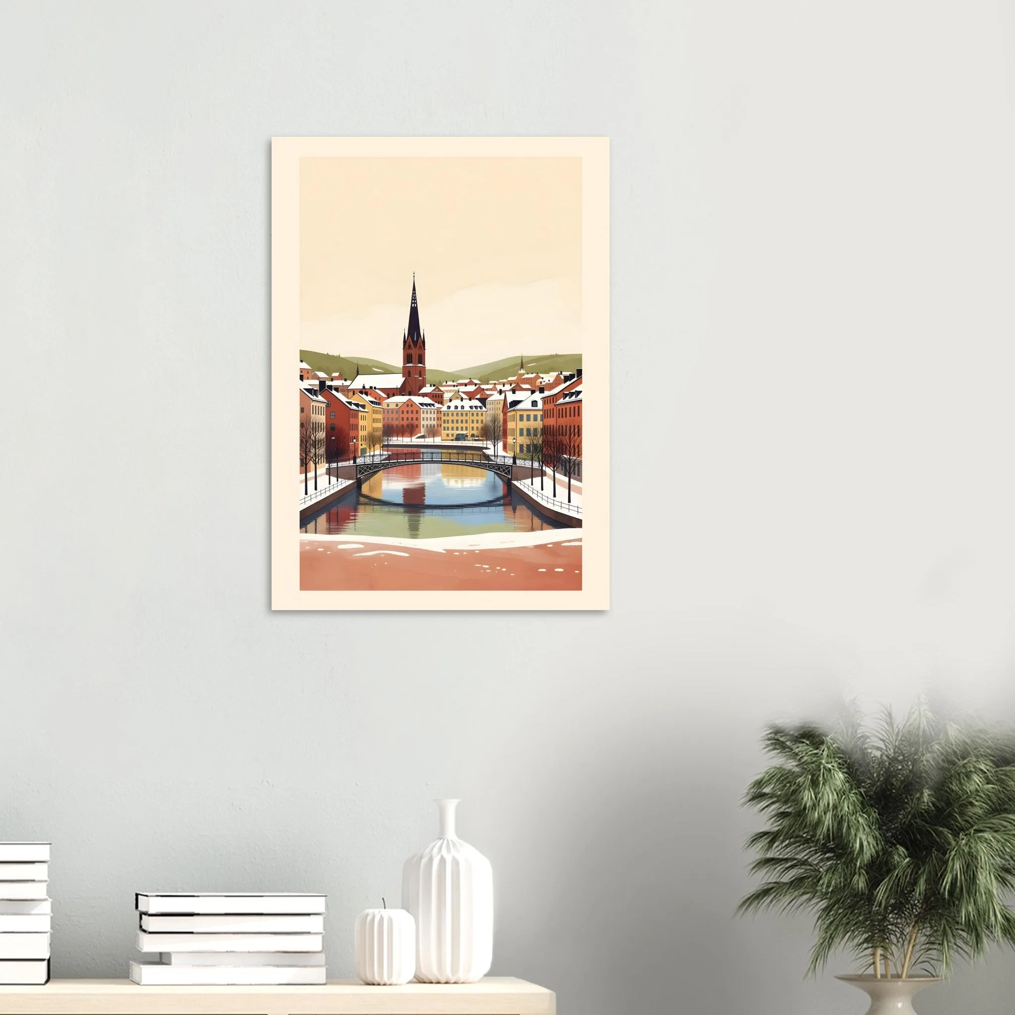 Flat vector illustration poster of Borås — warm minimalist design, from €19