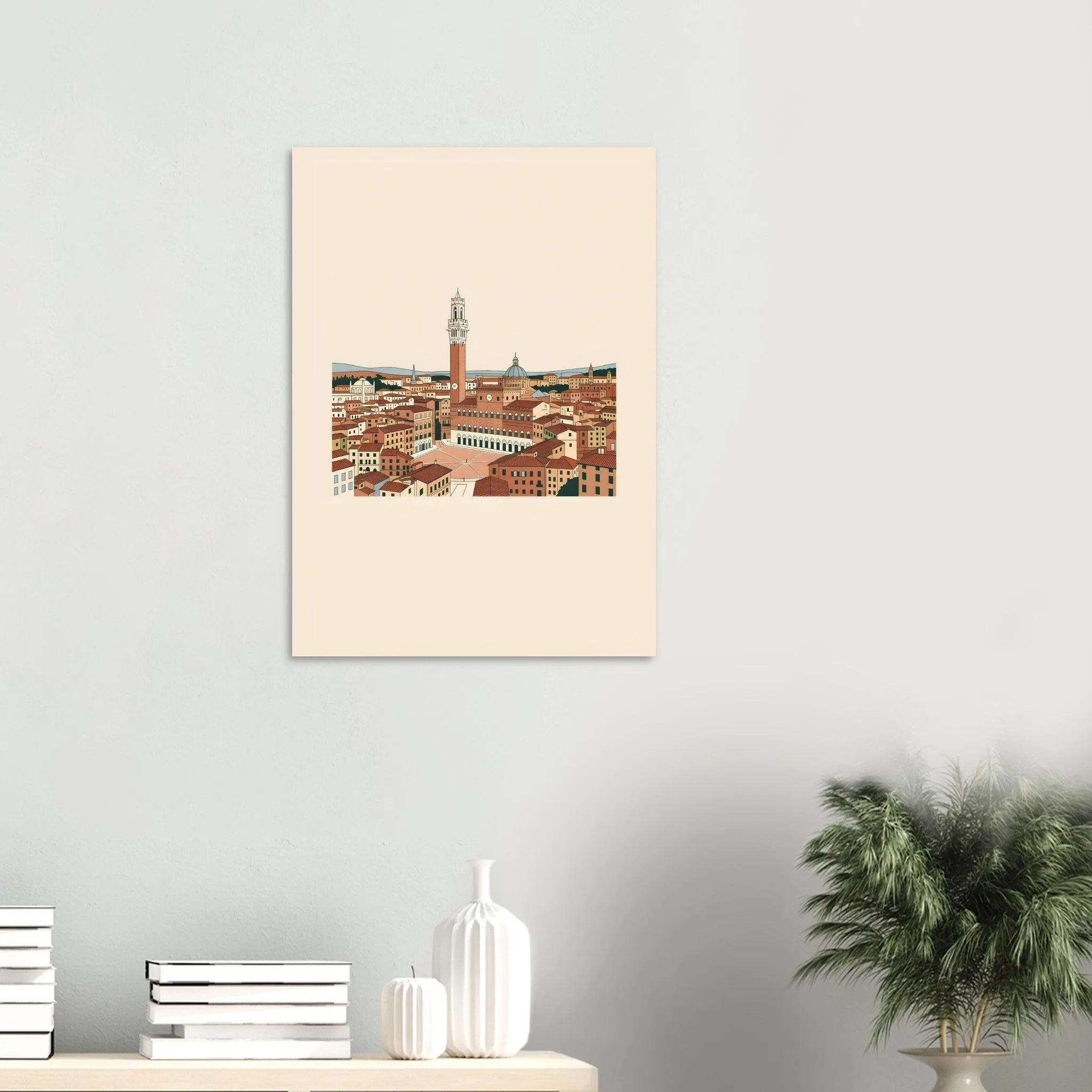 Minimalist line art poster of Siena — warm minimalist design, from €19