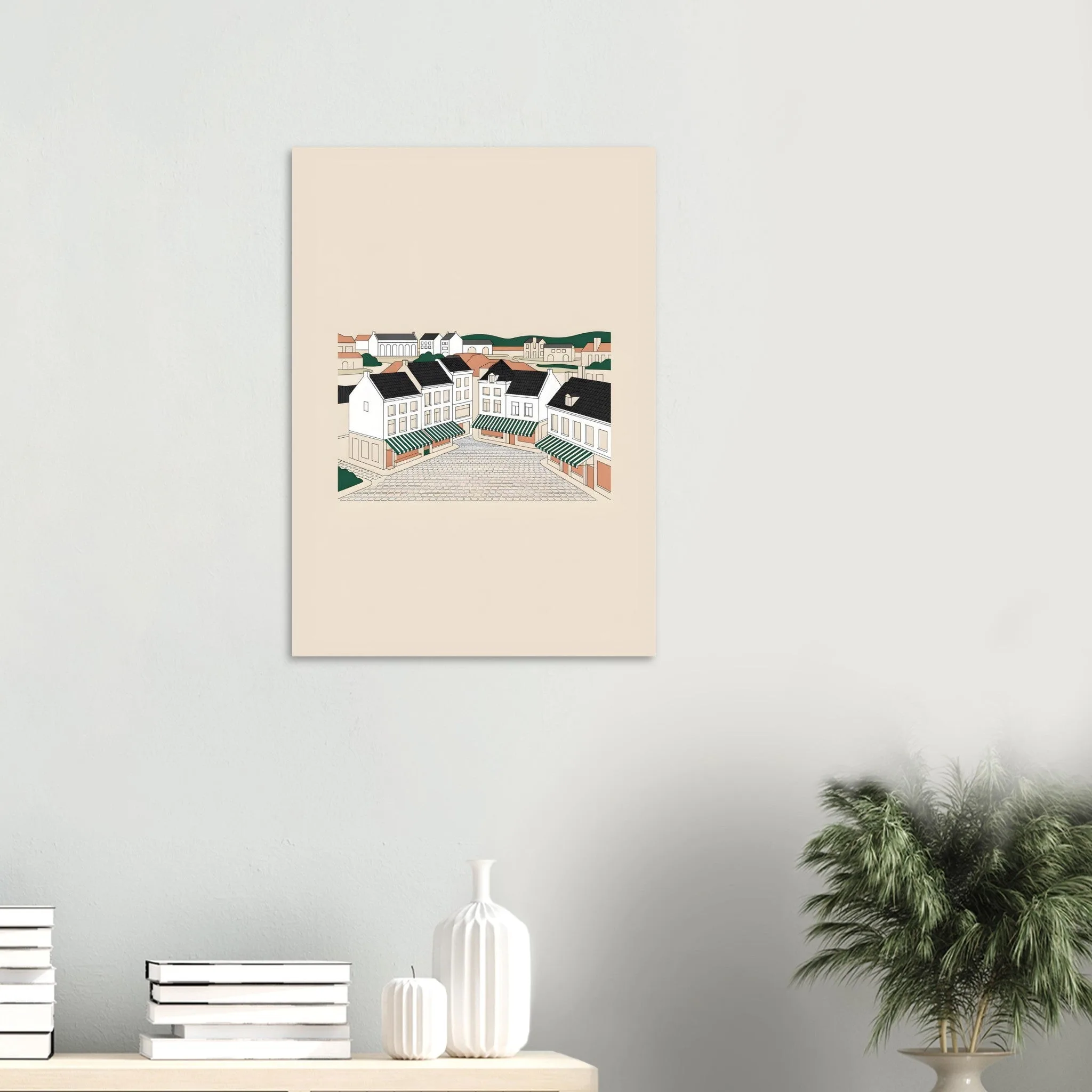 Minimalist line art poster of Assen — warm minimalist design, from €19
