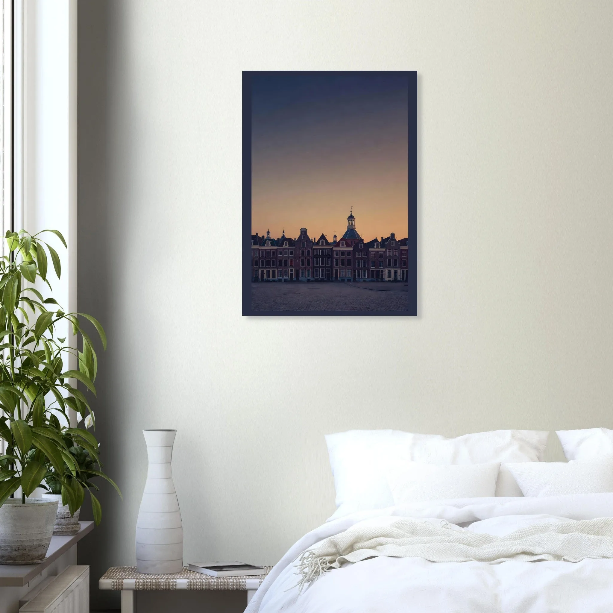 Silhouette skyline poster of Schiedam — warm minimalist design, from €19
