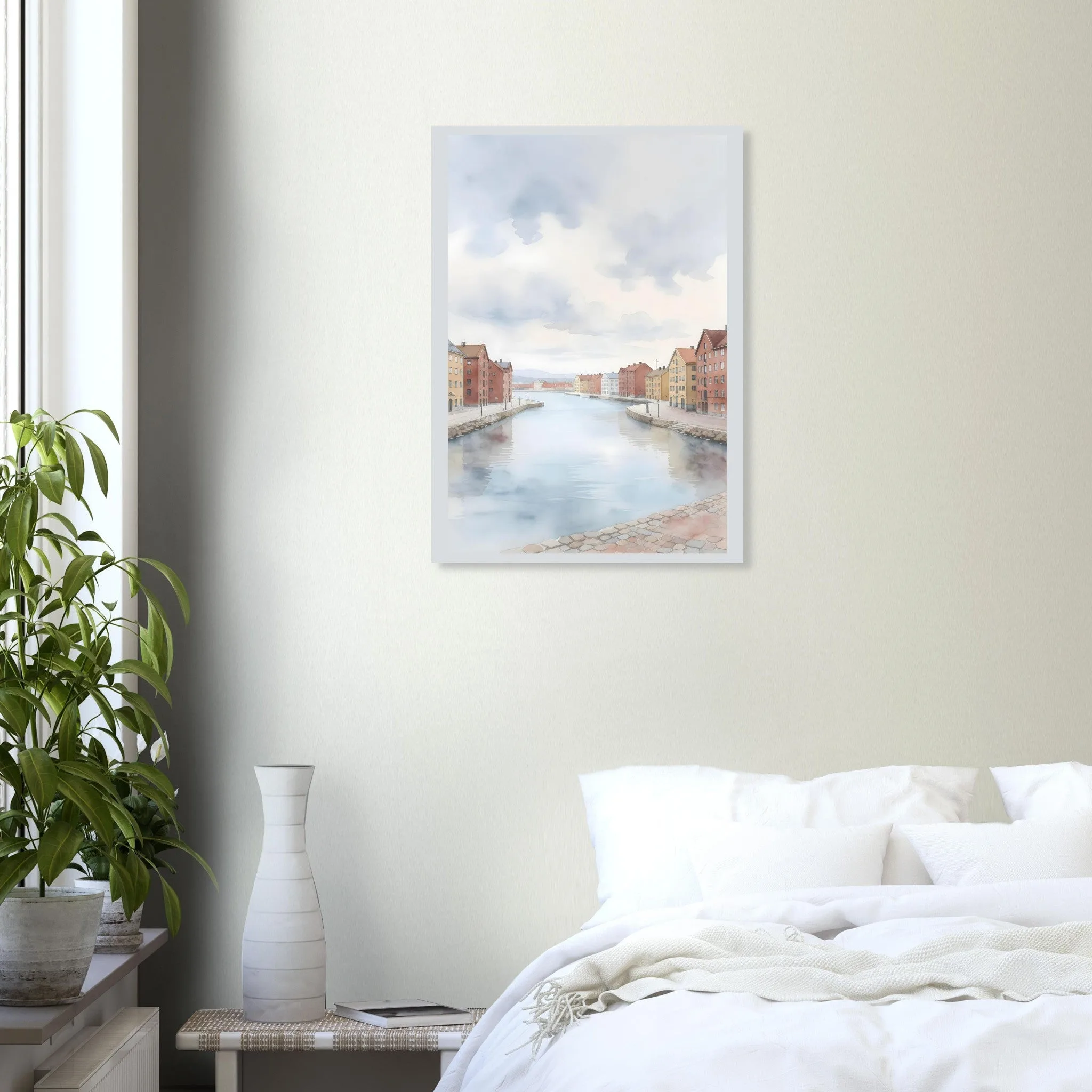 Watercolour landscape poster of Luleå — warm minimalist design, from €19