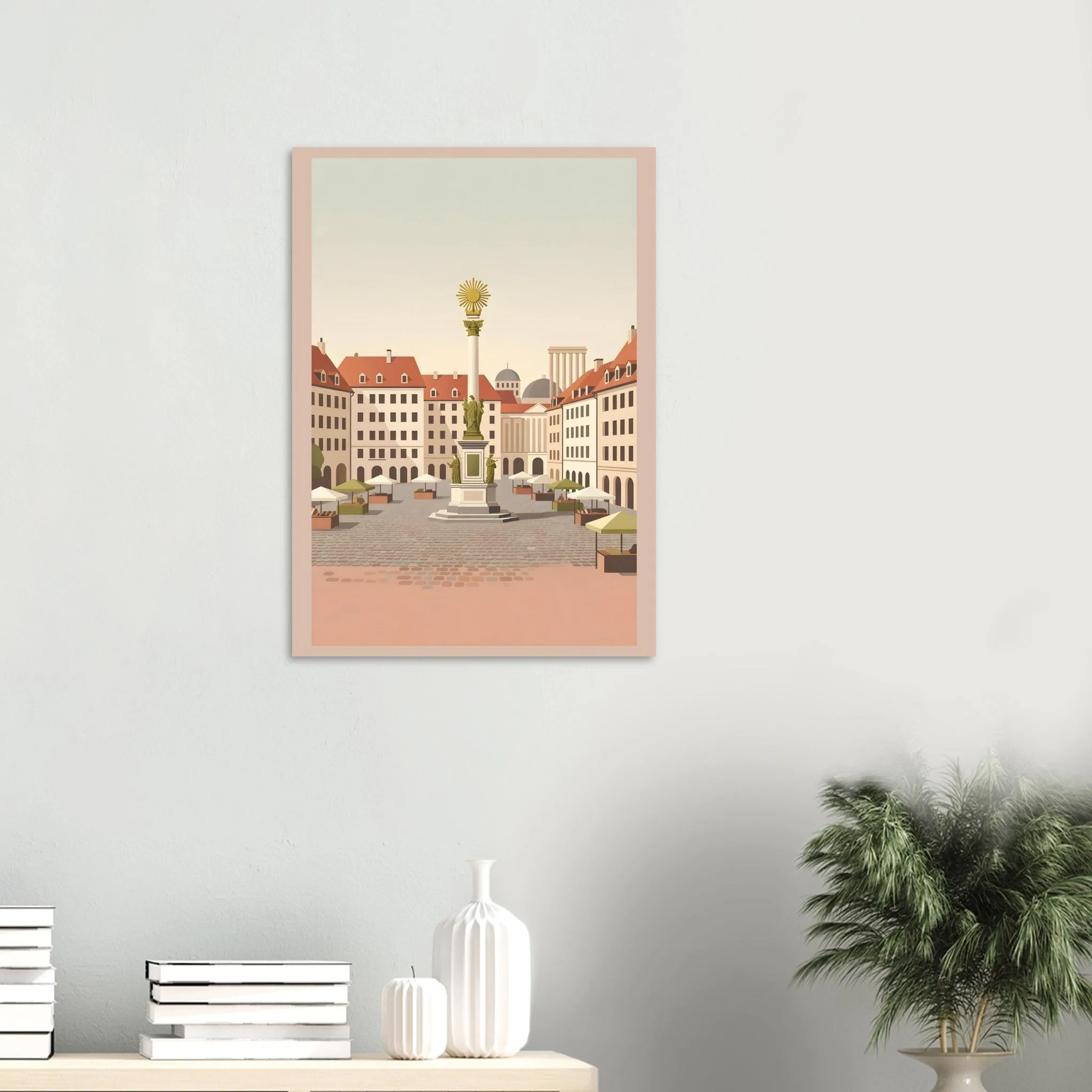 Flat vector illustration poster of Wiener Neustadt — warm minimalist design, from €19
