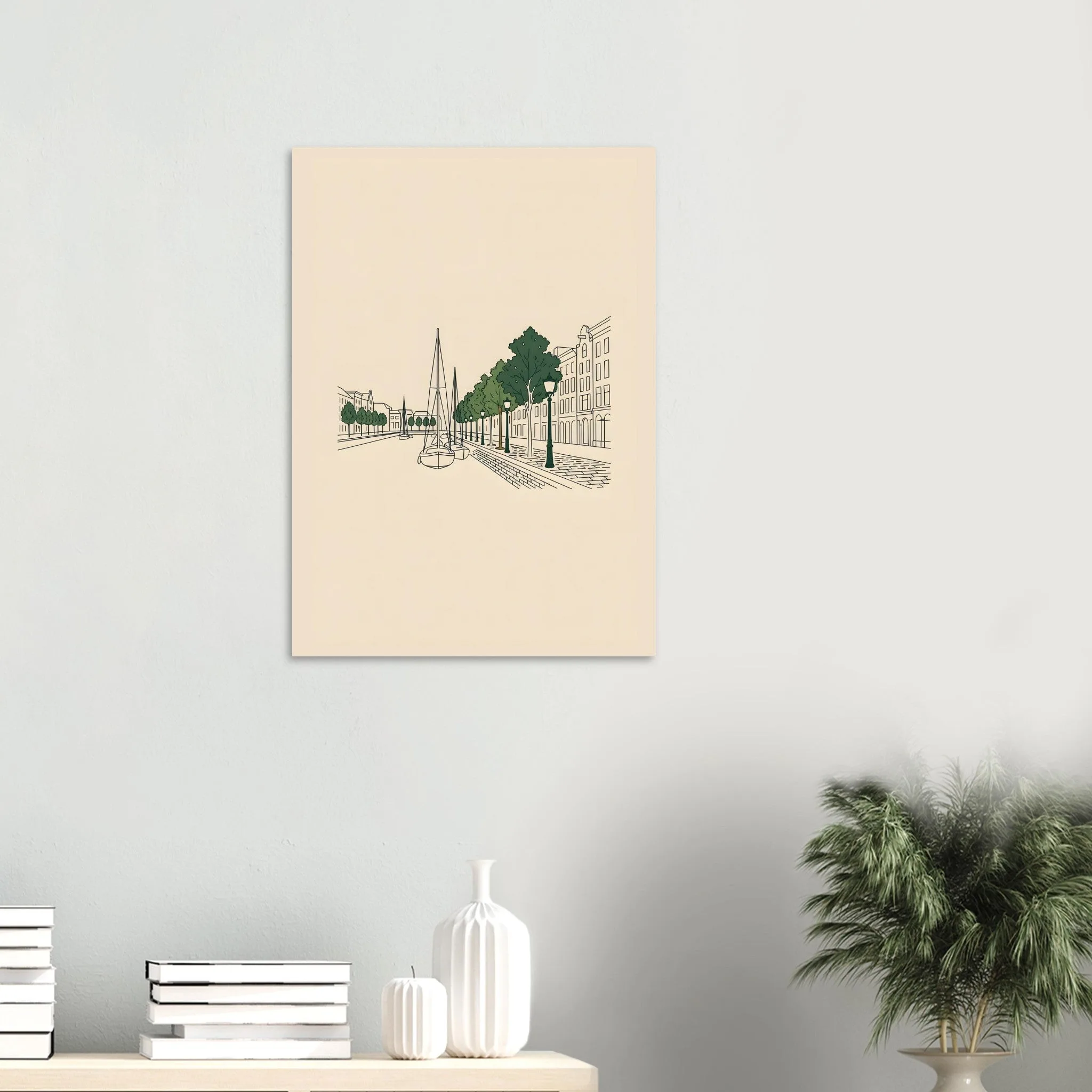 Minimalist line art poster of Vlaardingen — warm minimalist design, from €19