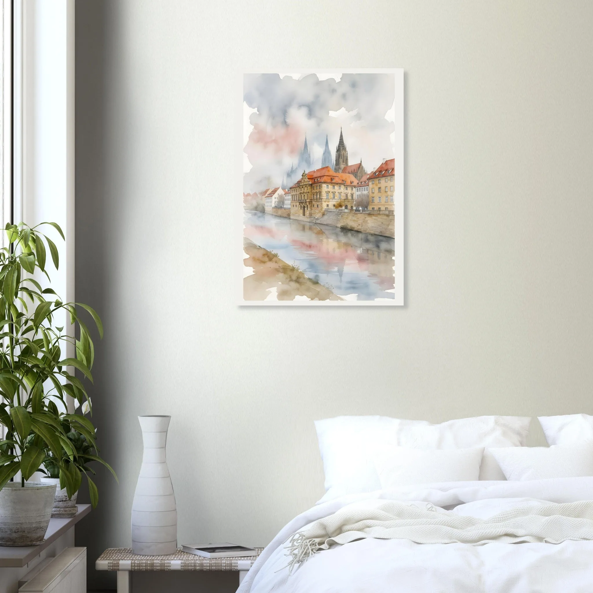 Watercolour landscape poster of Bamberg — warm minimalist design, from €19