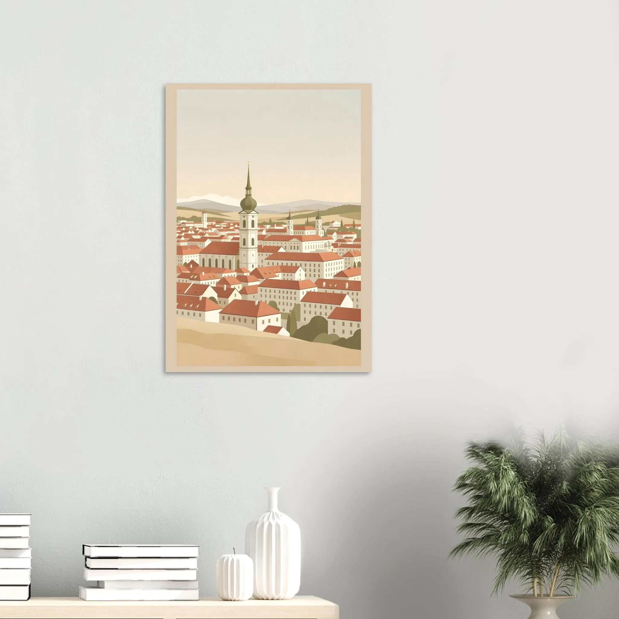 Flat vector illustration poster of St. Pölten — warm minimalist design, from €19