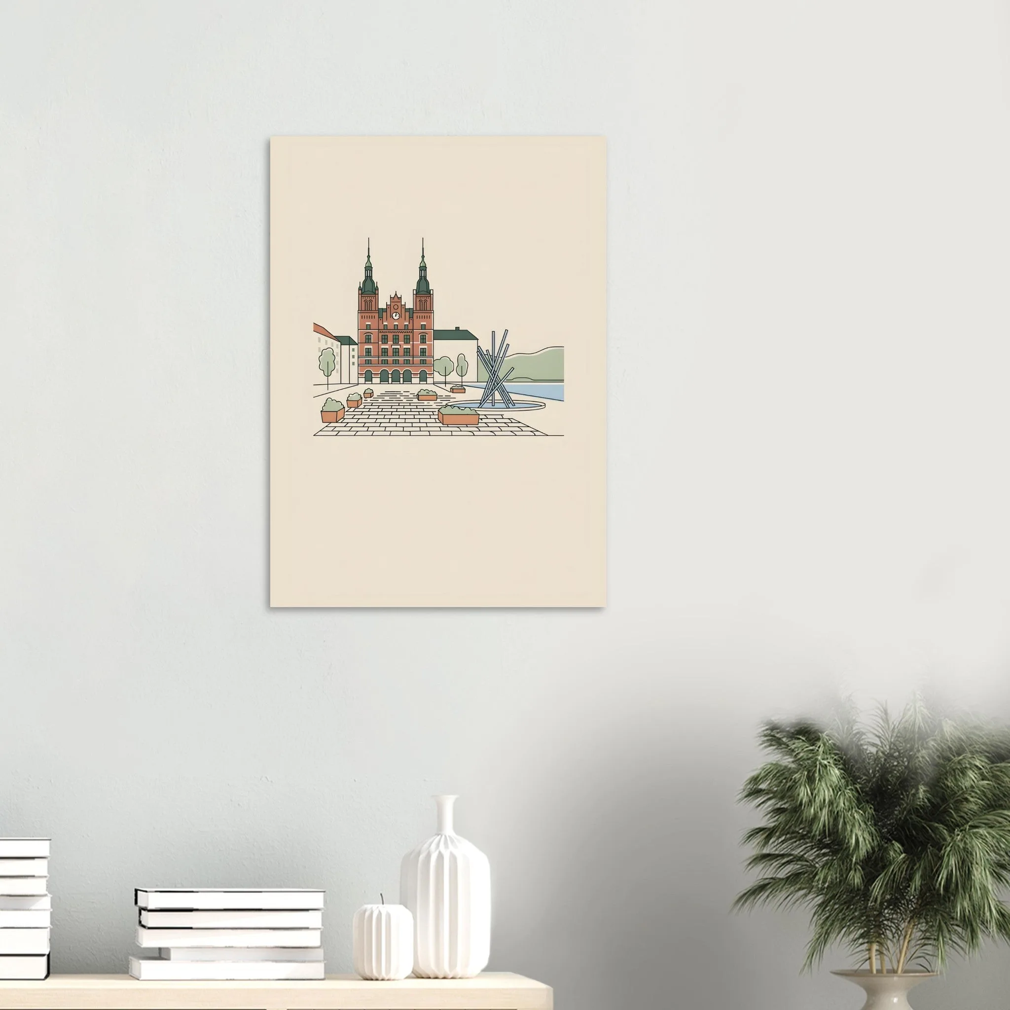 Minimalist line art poster of Kristianstad — warm minimalist design, from €19