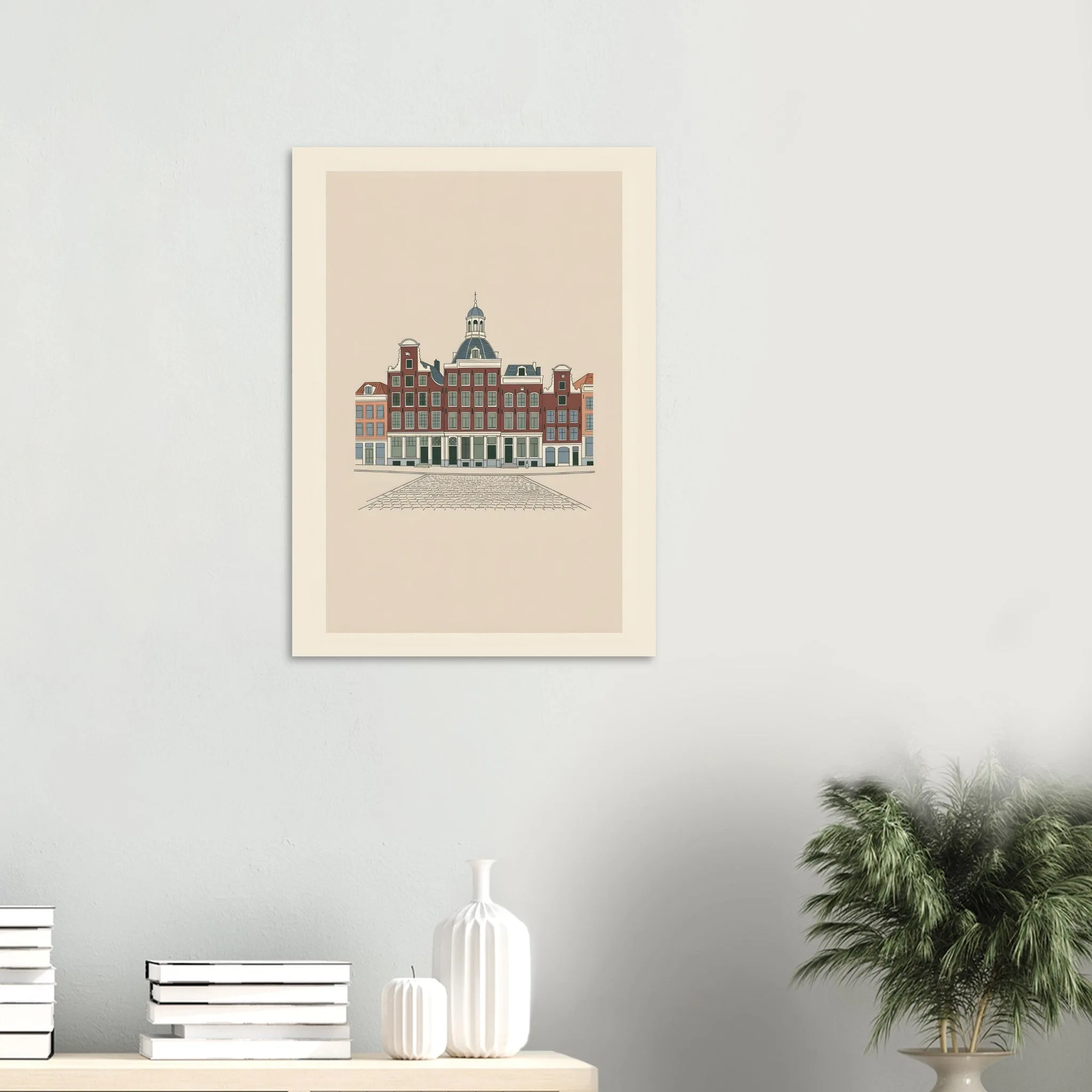 Minimalist line art poster of Schiedam — warm minimalist design, from €19