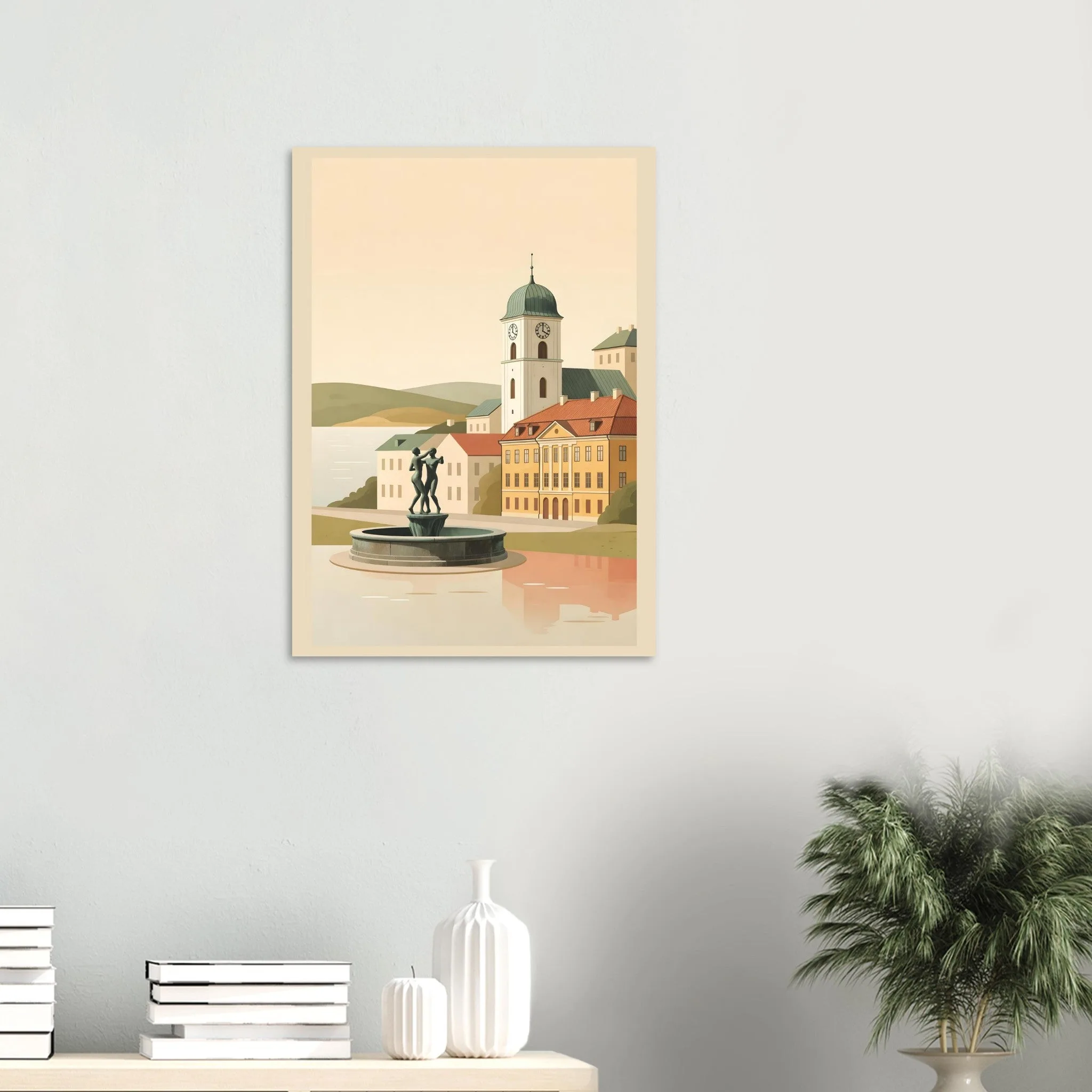 Flat vector illustration poster of Varberg — warm minimalist design, from €19