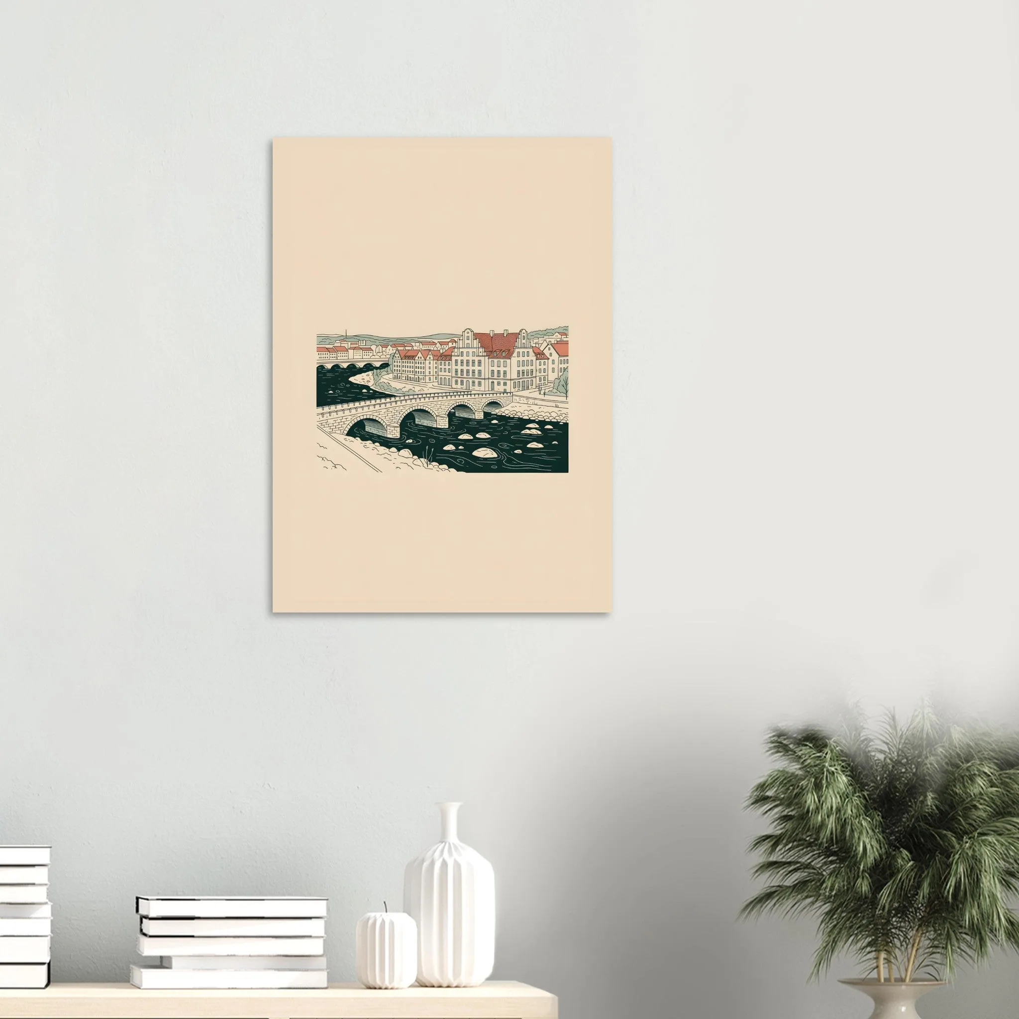 Minimalist line art poster of Falkenberg — warm minimalist design, from €19