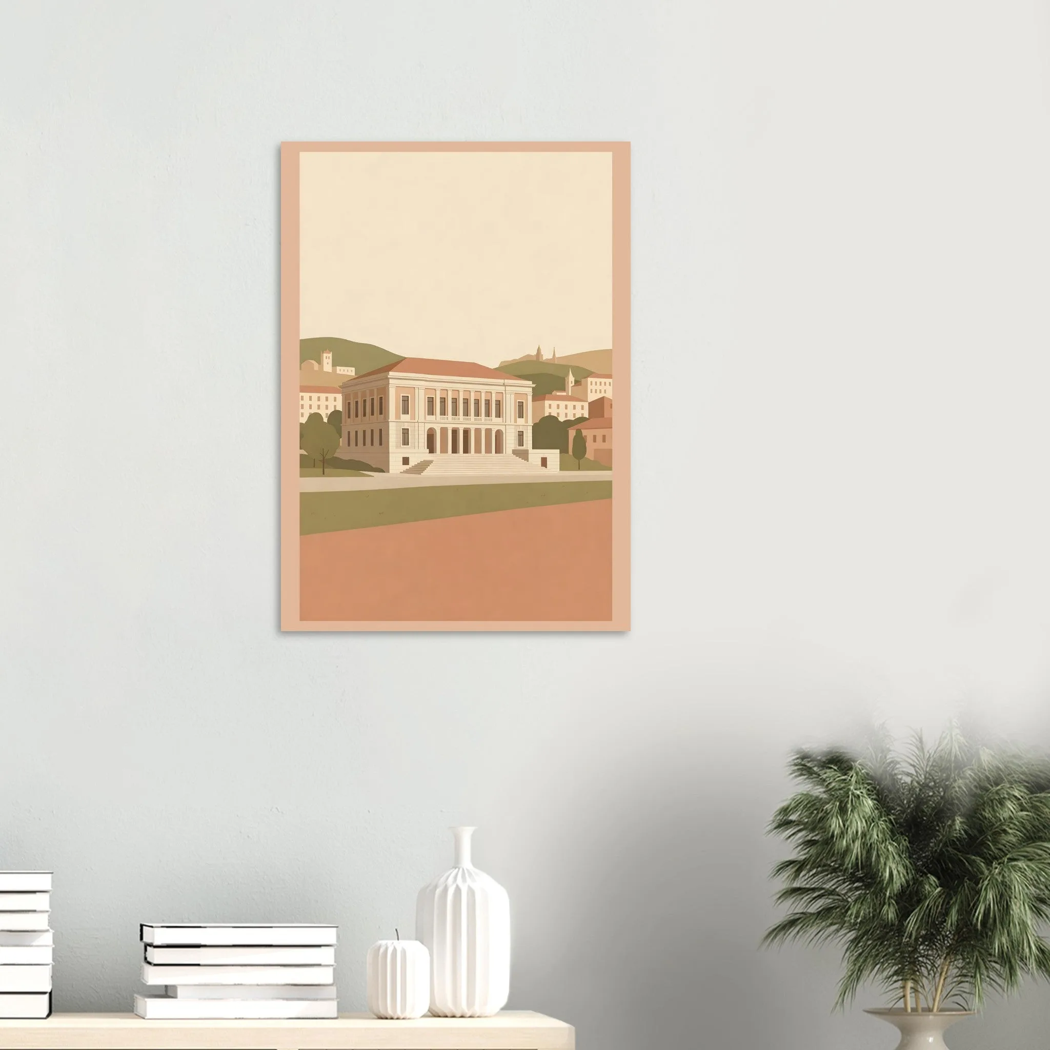 Flat vector illustration poster of Paços de Ferreira — warm minimalist design, from €19