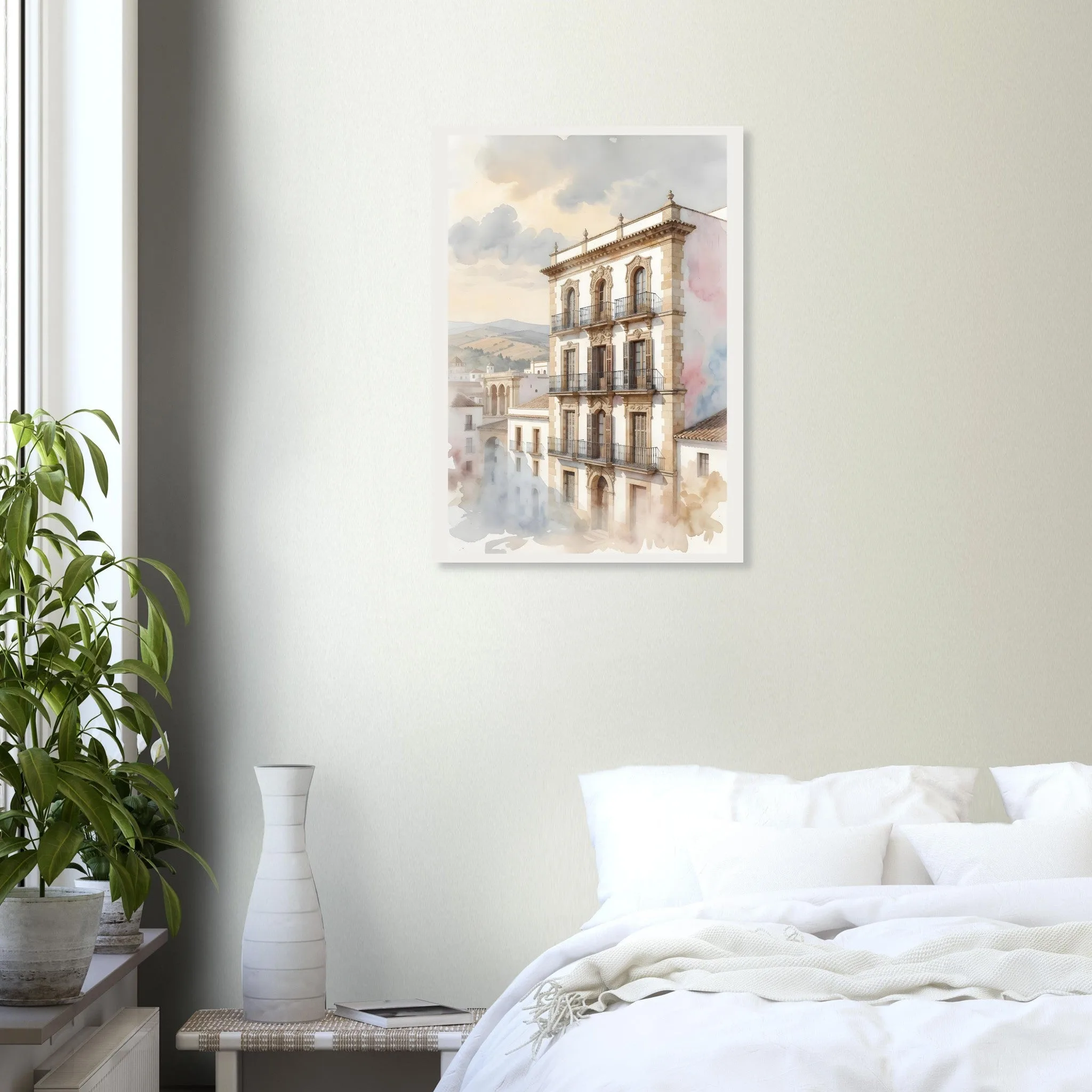 Watercolour landscape-Poster von Ronda — warmes minimalistisches Motiv, ab 19 €