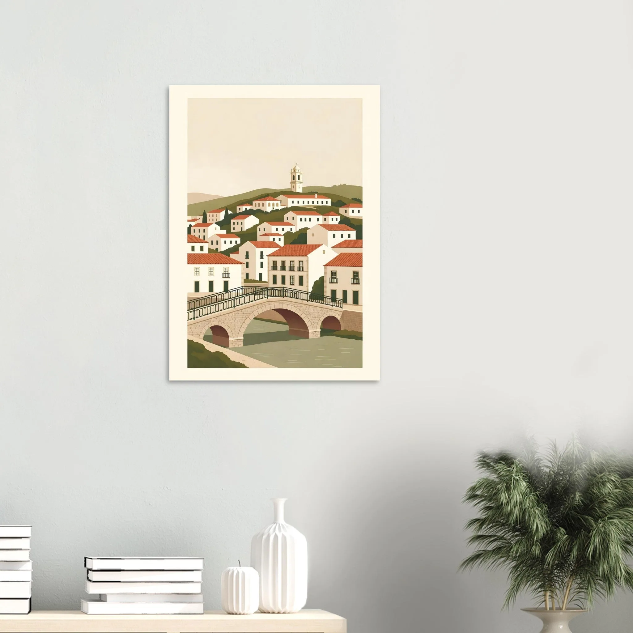 Flat vector illustration poster of Tavira — warm minimalist design, from €19