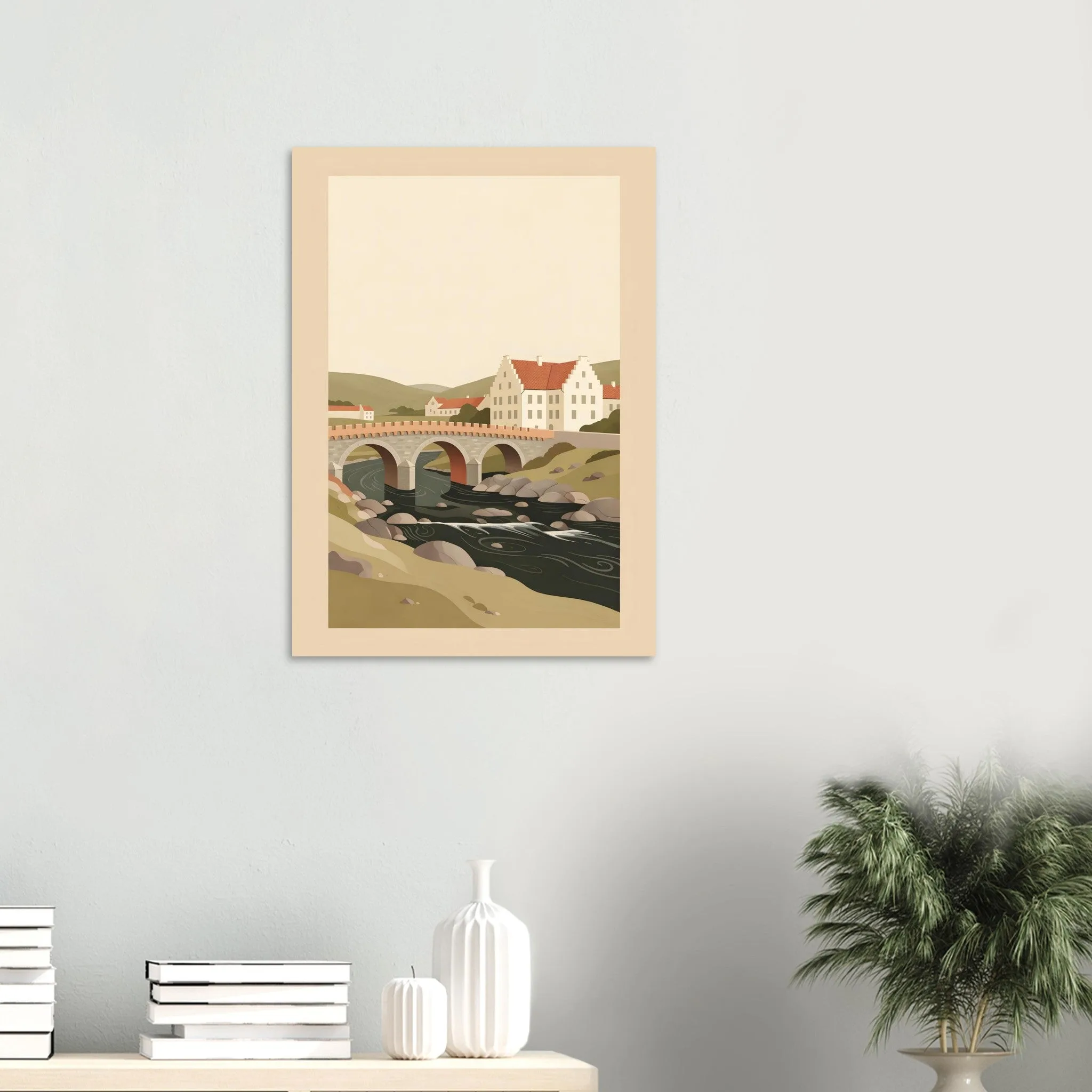 Flat vector illustration poster of Falkenberg — warm minimalist design, from €19