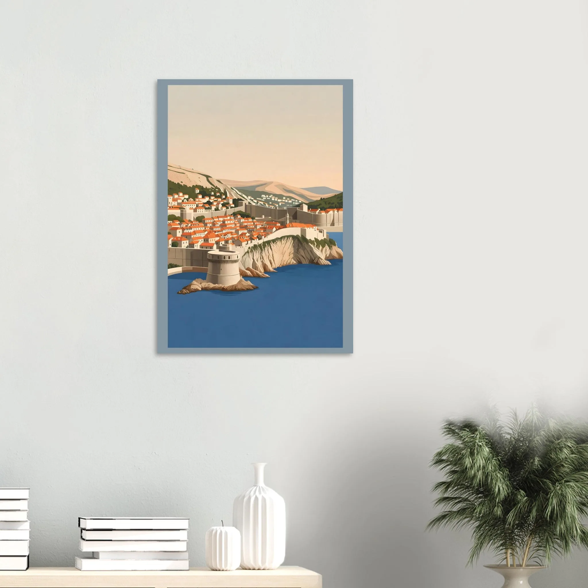 Flat vector illustration poster of Dubrovnik — warm minimalist design, from €19