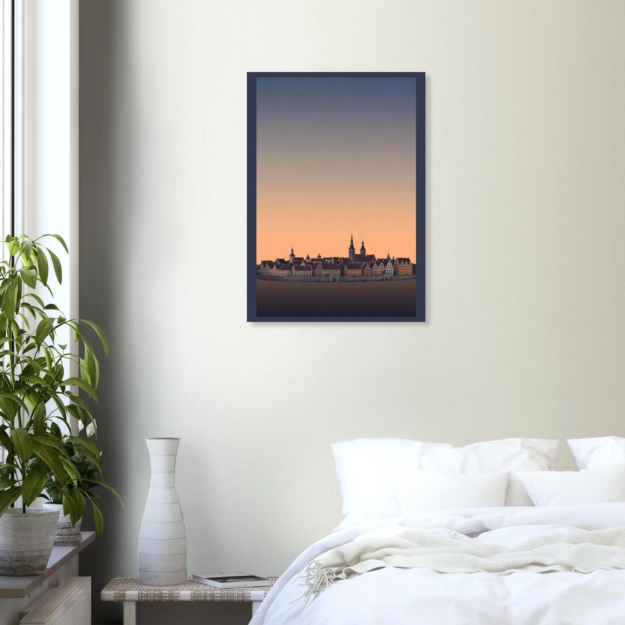 Silhouette skyline-Poster von Visby — warmes minimalistisches Motiv, ab 19 €