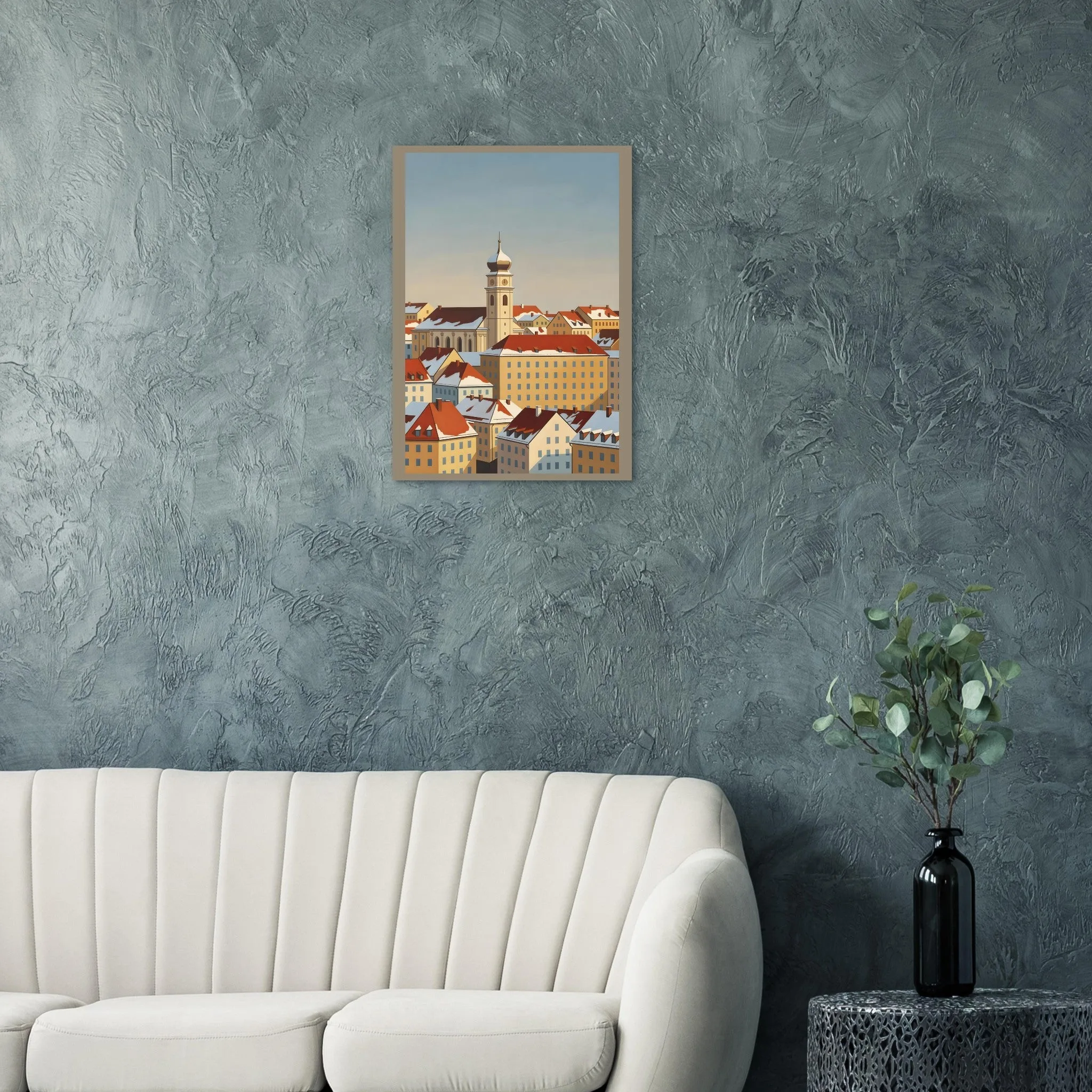 Vintage travel poster poster of Braunau am Inn — warm minimalist design, from €19