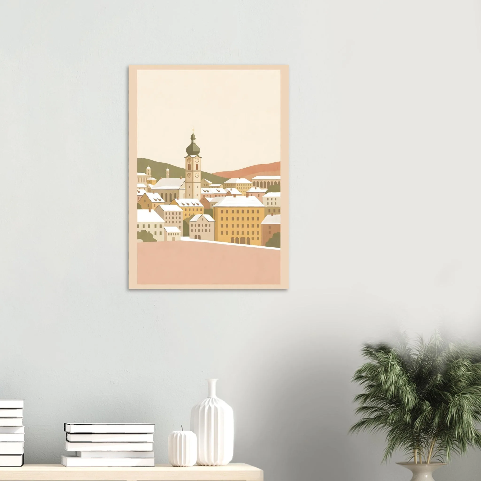 Flat vector illustration poster of Braunau am Inn — warm minimalist design, from €19