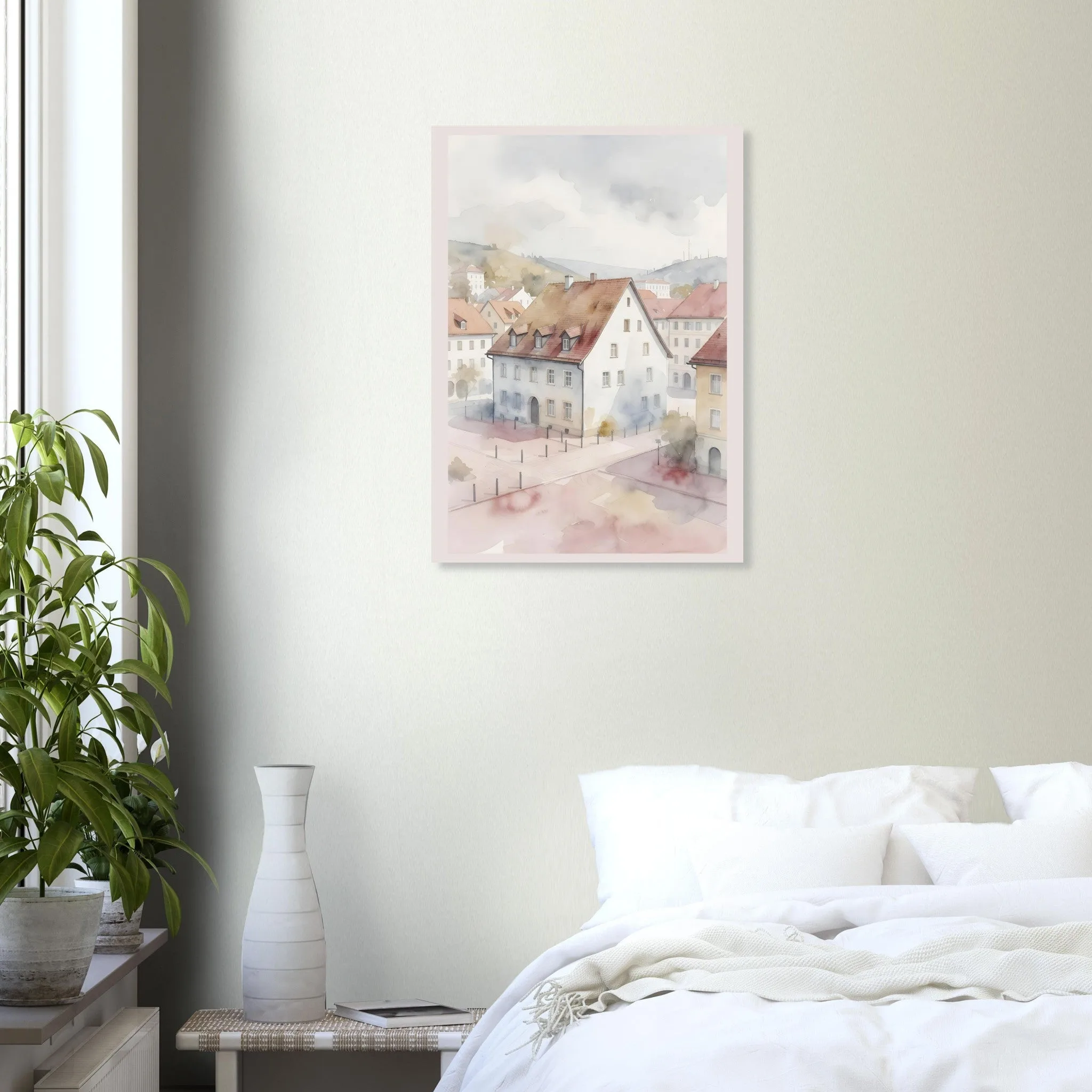 Watercolour landscape-Poster von Lustenau — warmes minimalistisches Motiv, ab 19 €