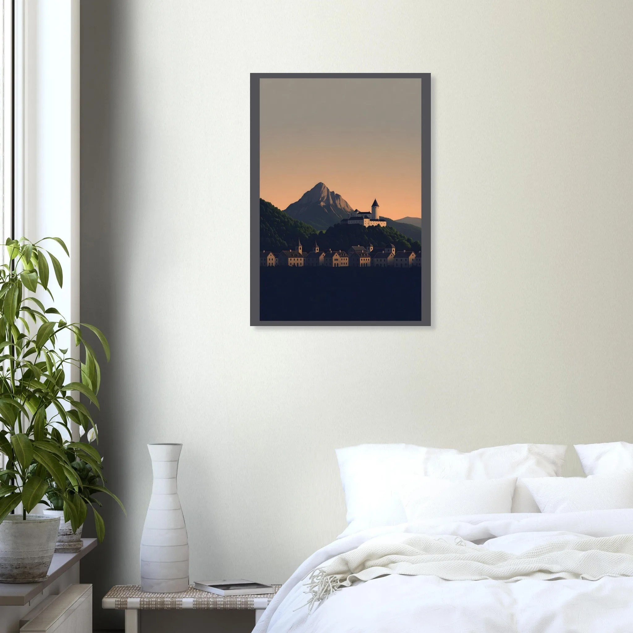 Silhouette skyline-Poster von Kufstein — warmes minimalistisches Motiv, ab 19 €