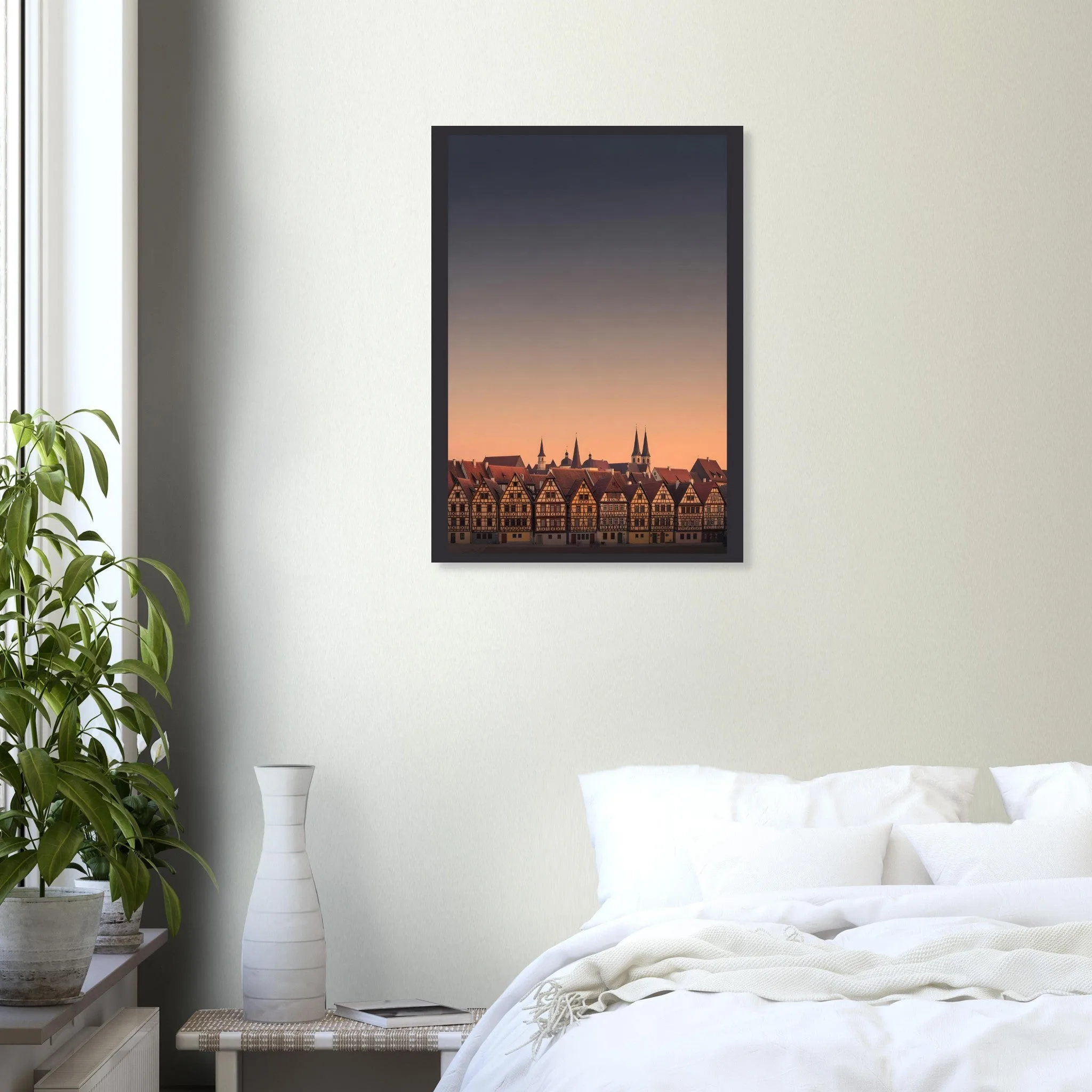 Silhouette skyline-Poster von Quedlinburg — warmes minimalistisches Motiv, ab 19 €