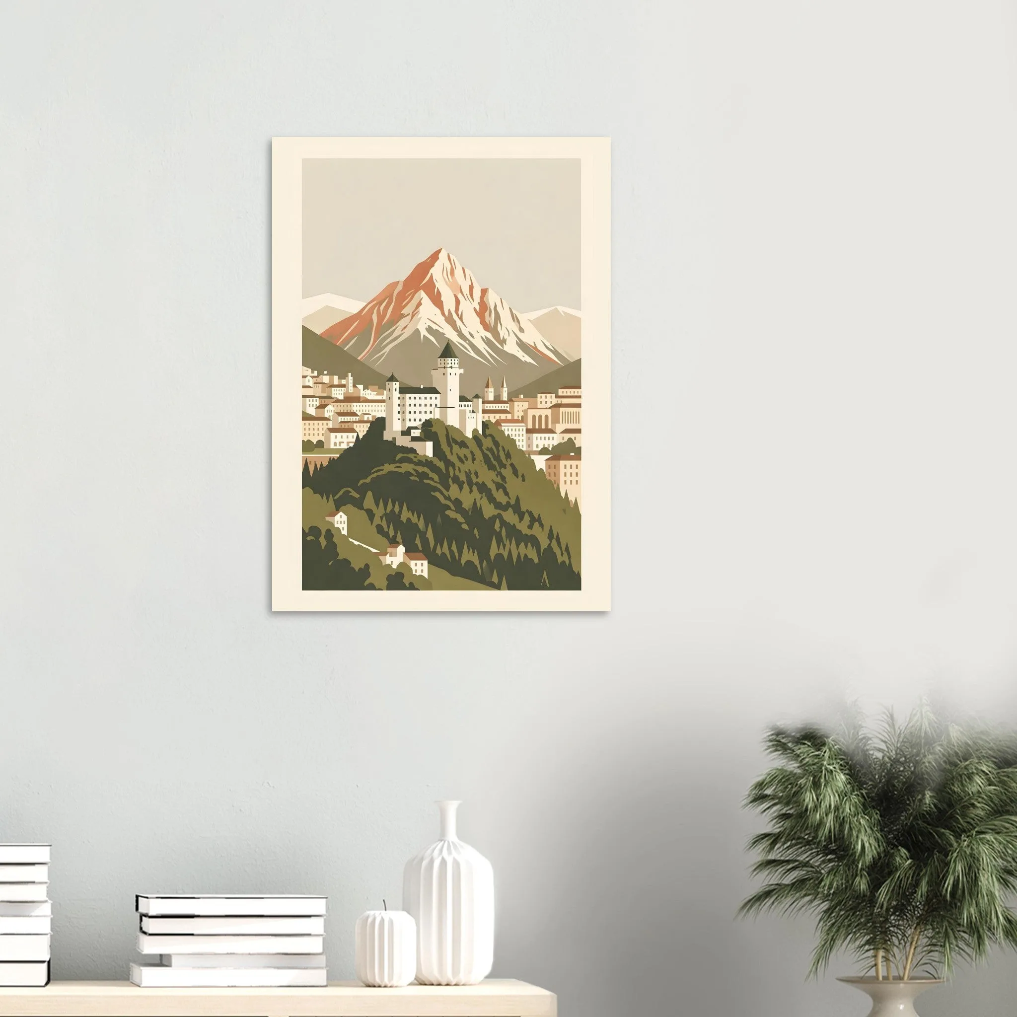 Flat vector illustration-Poster von Kufstein — warmes minimalistisches Motiv, ab 19 €