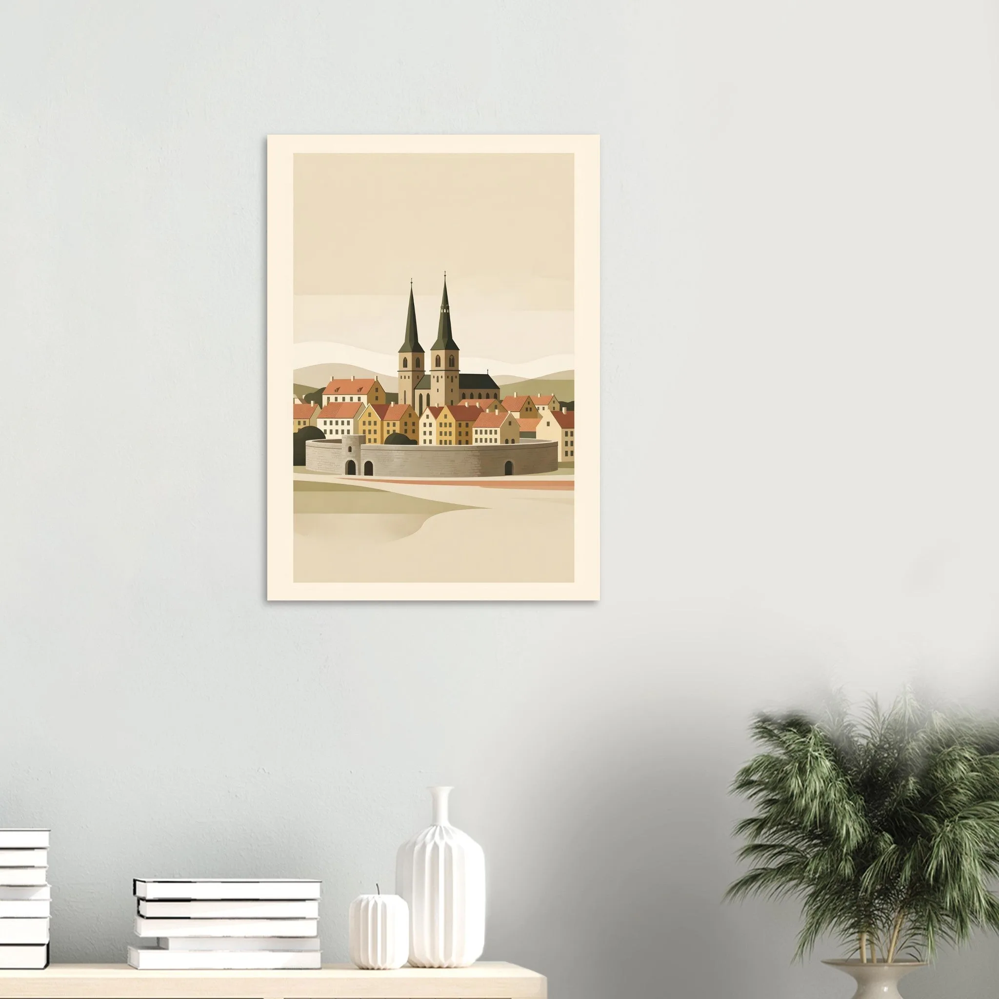 Flat vector illustration-Poster von Visby — warmes minimalistisches Motiv, ab 19 €