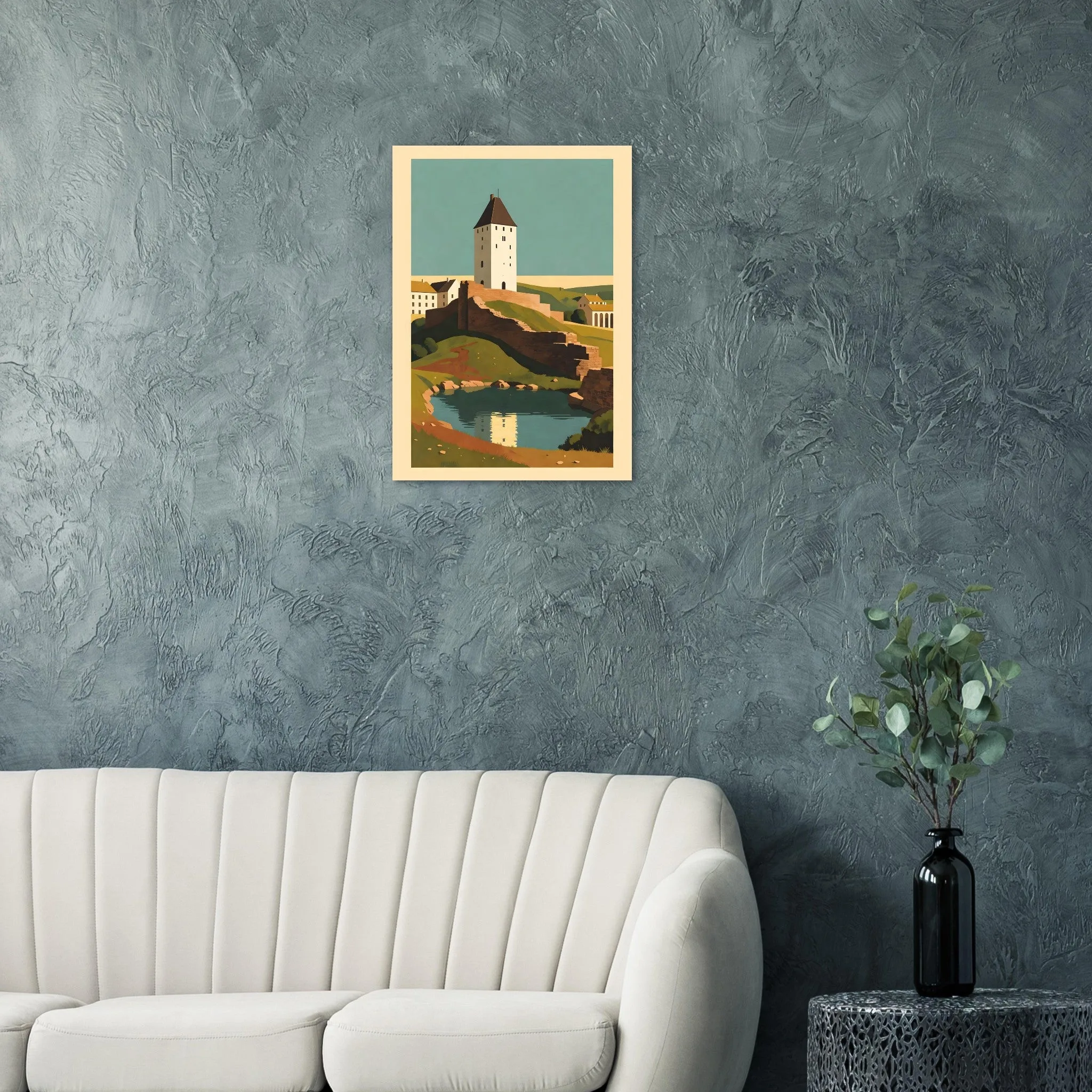 Mid-century modern-Poster von Nyköping — warmes minimalistisches Motiv, ab 19 €