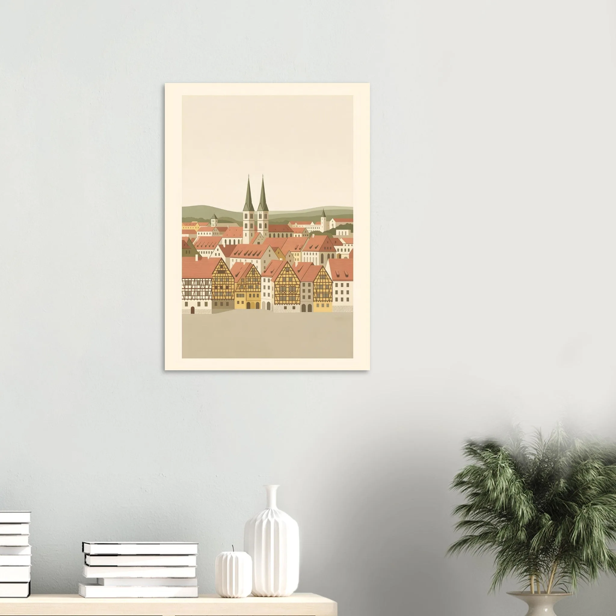 Flat vector illustration-Poster von Quedlinburg — warmes minimalistisches Motiv, ab 19 €