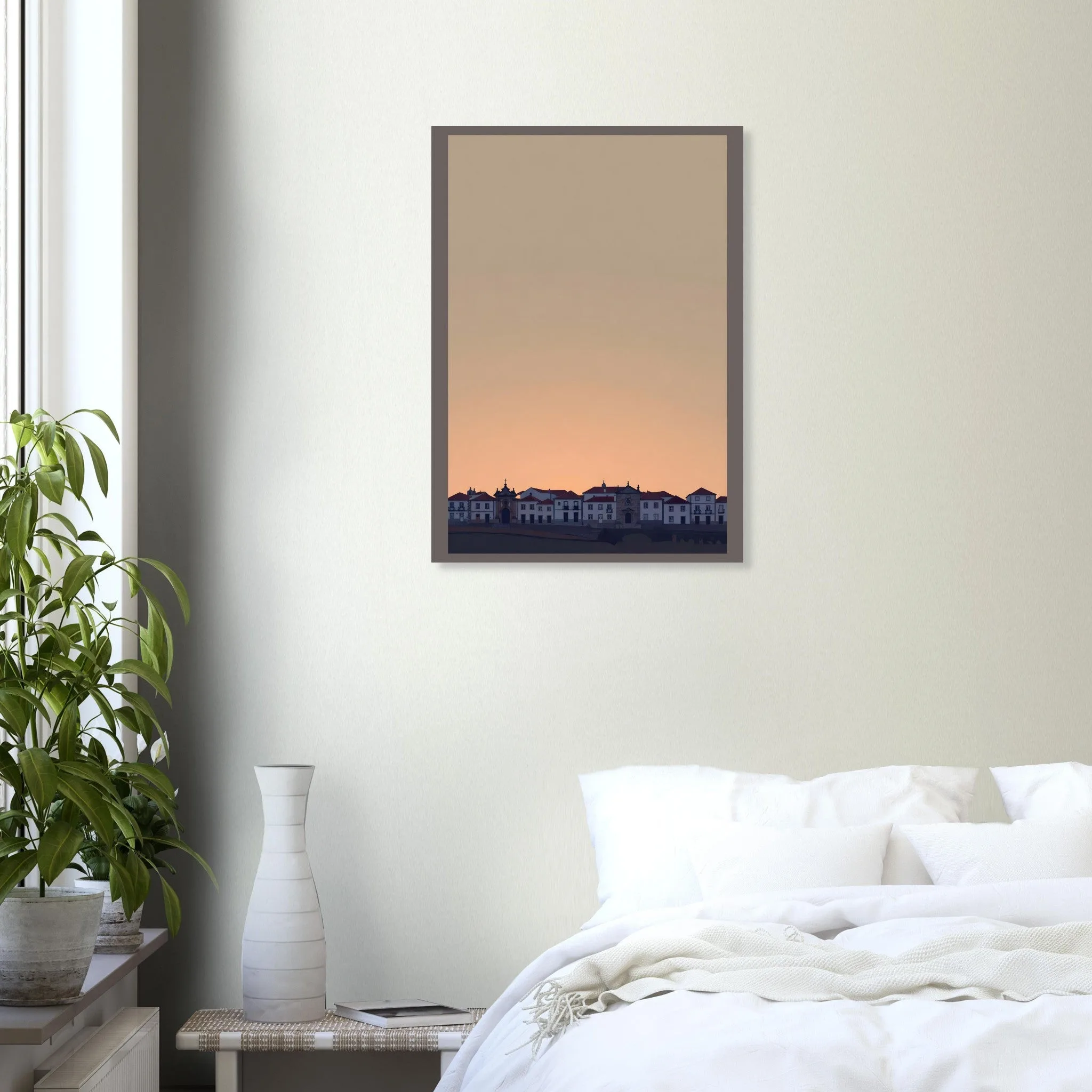 Silhouette skyline poster of Tondela — warm minimalist design, from €19