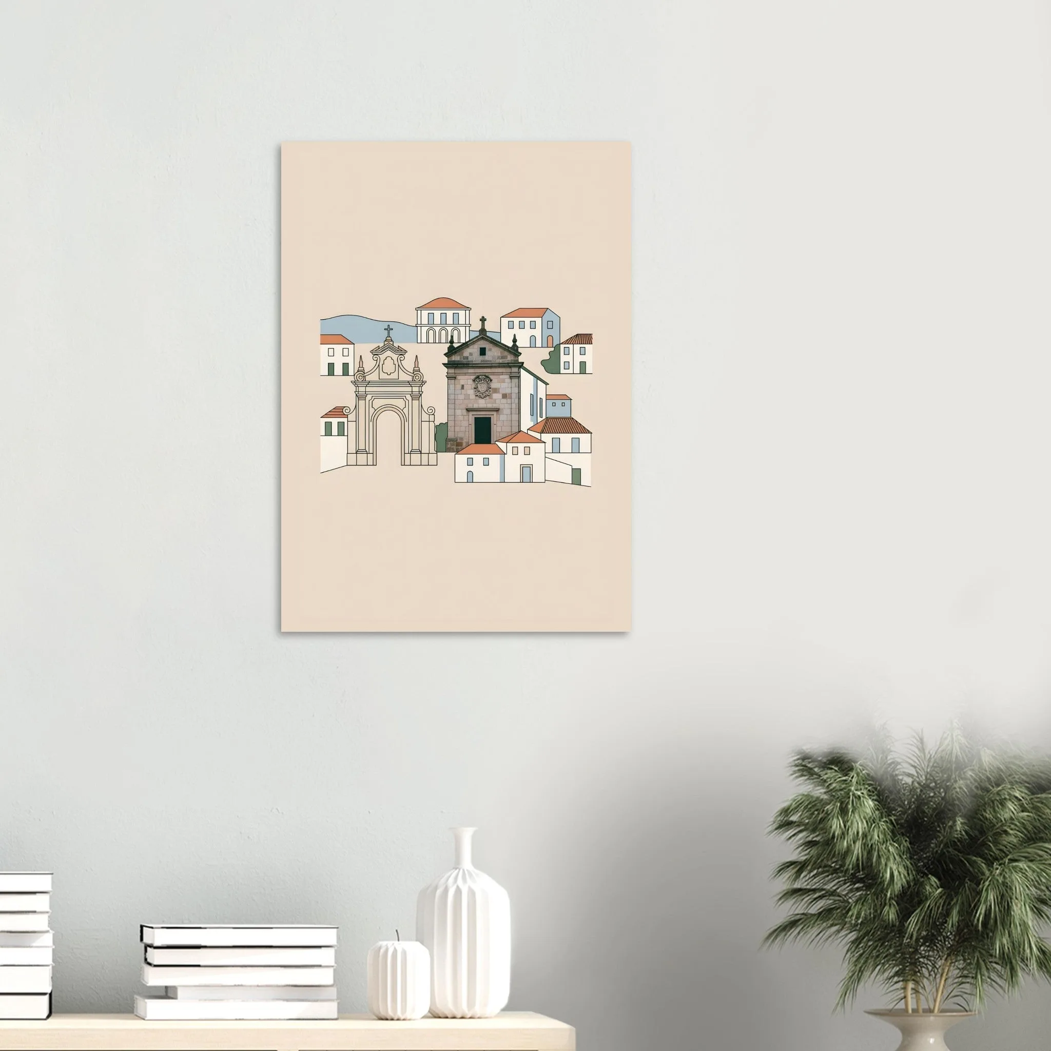 Minimalist line art poster of Tondela — warm minimalist design, from €19