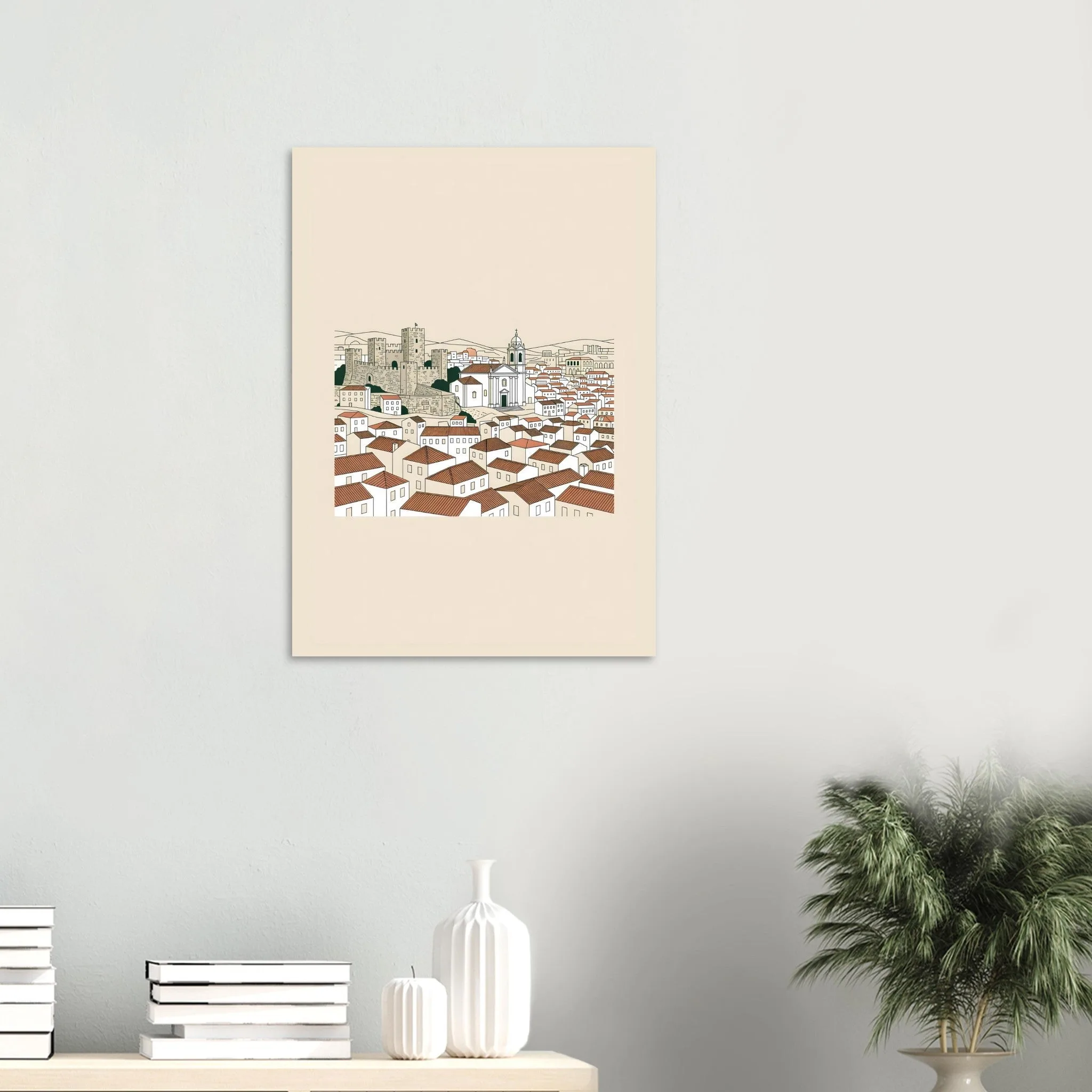 Minimalist line art poster of Sines — warm minimalist design, from €19