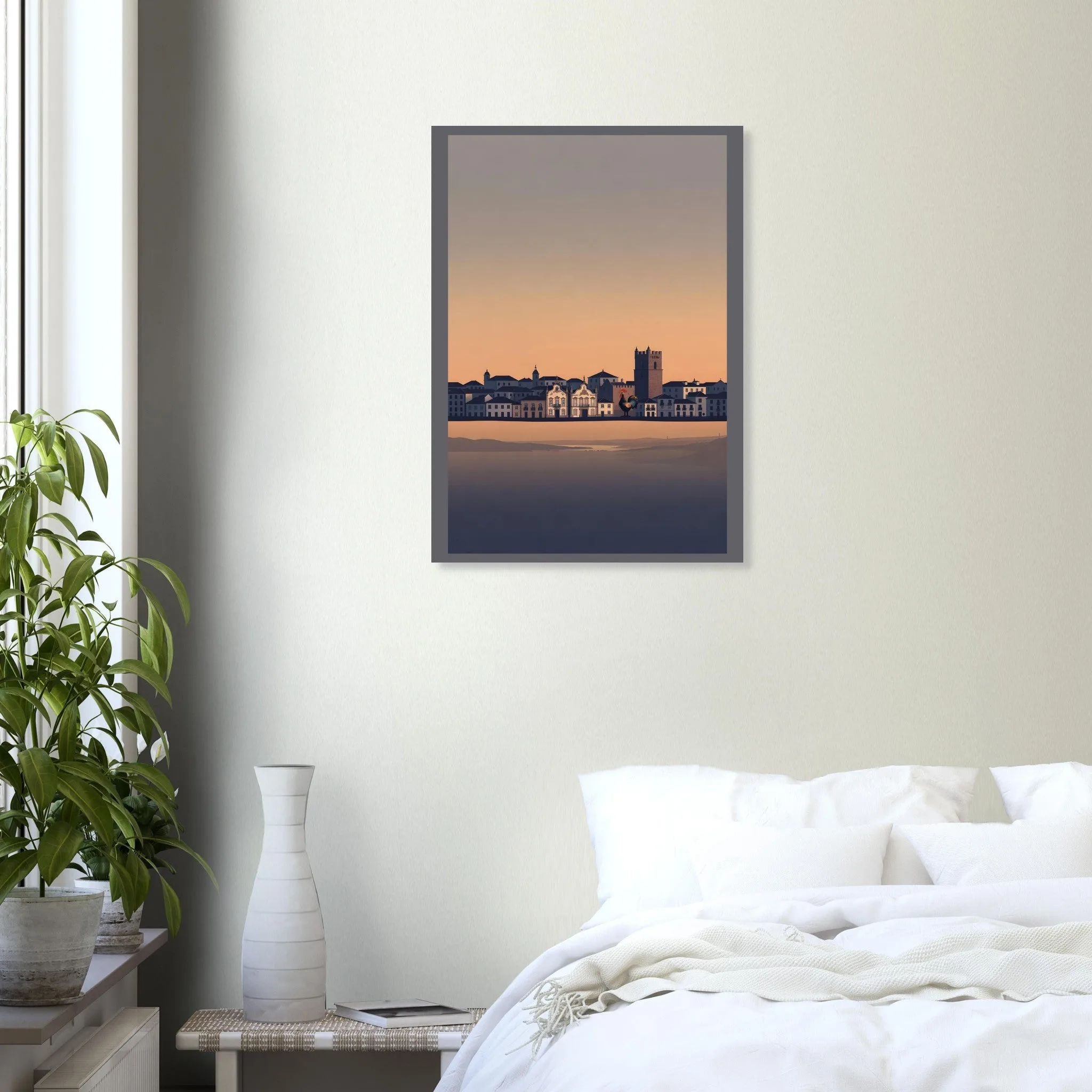 Silhouette skyline poster of Barcelos — warm minimalist design, from €19