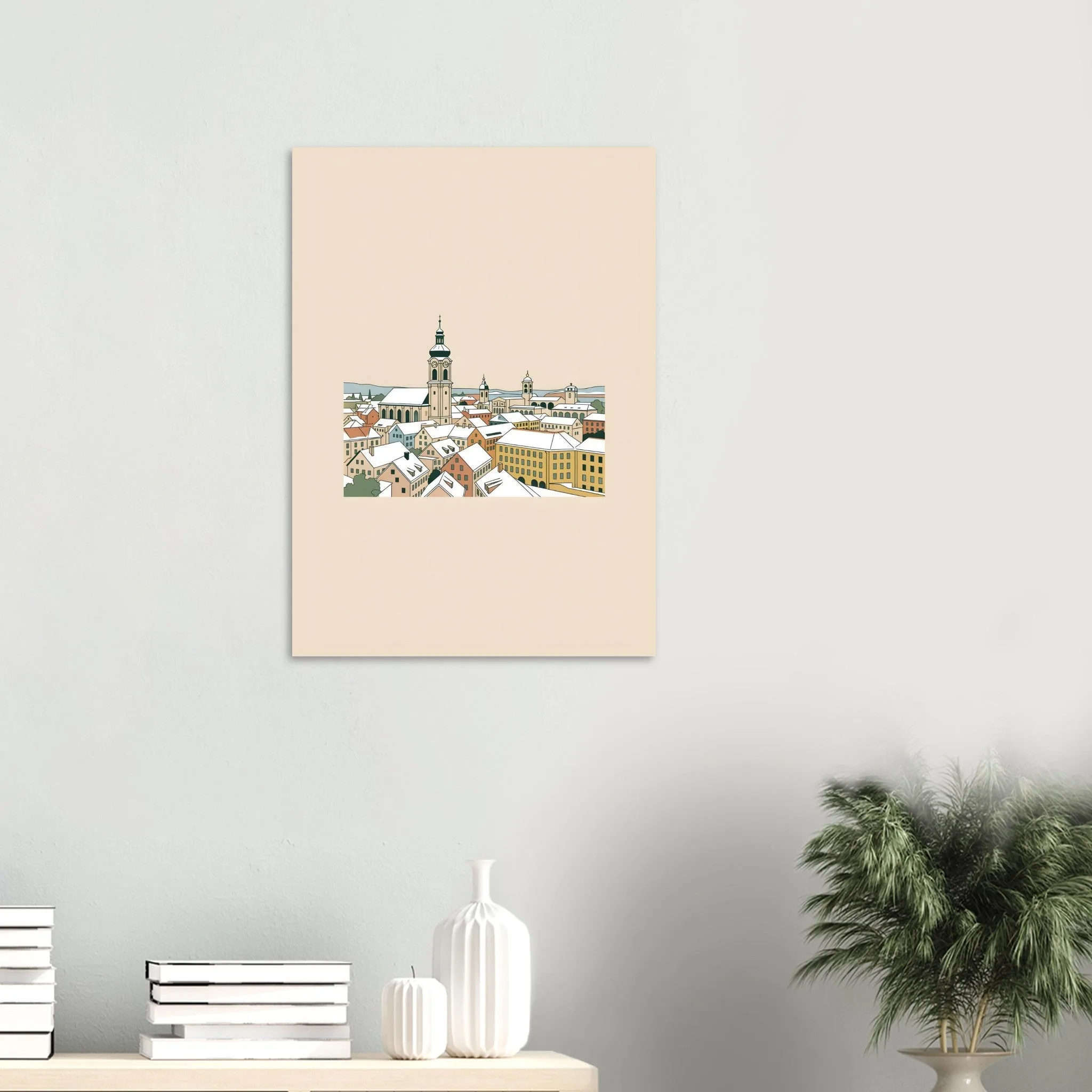 Minimalist line art poster of Braunau am Inn — warm minimalist design, from €19