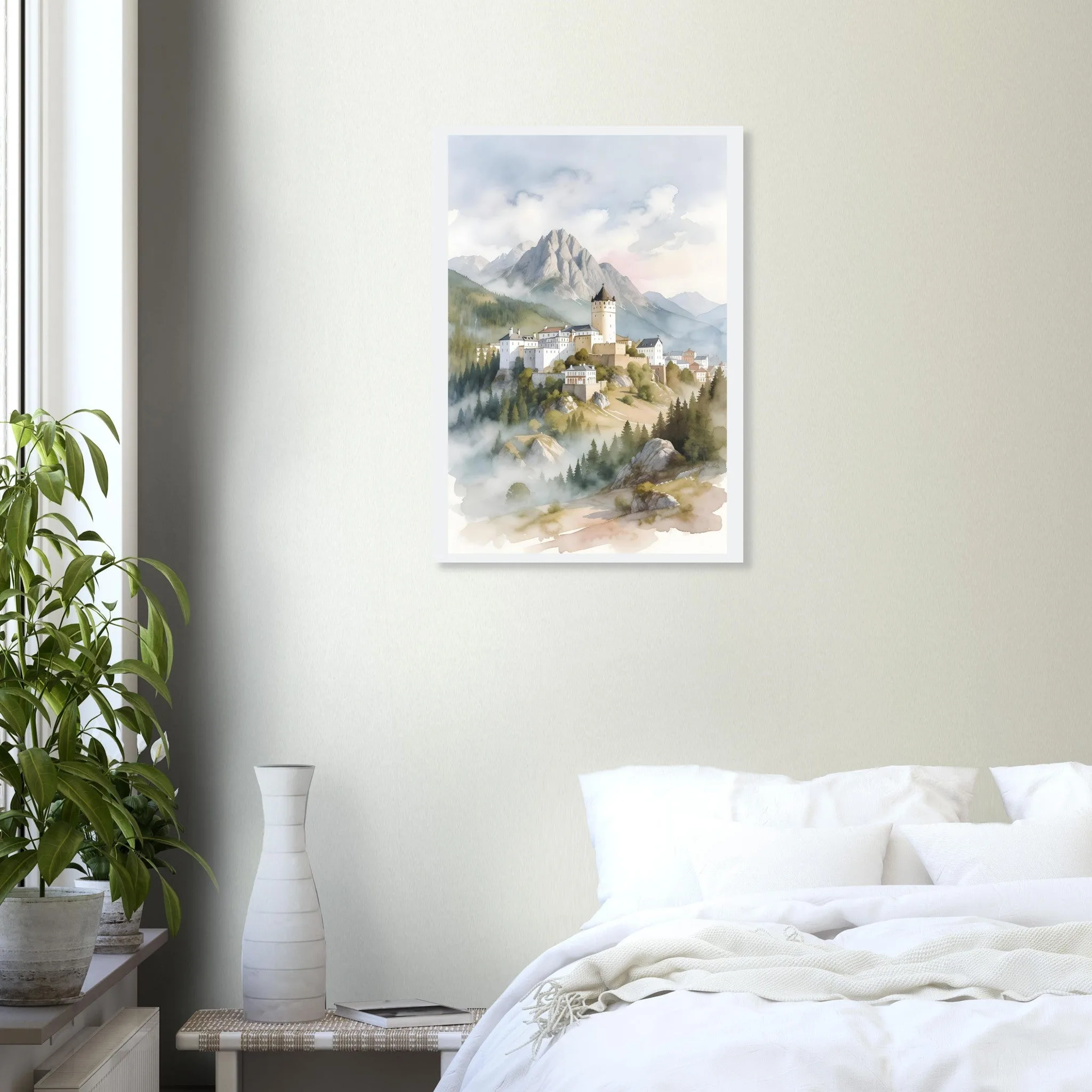 Watercolour landscape-Poster von Kufstein — warmes minimalistisches Motiv, ab 19 €