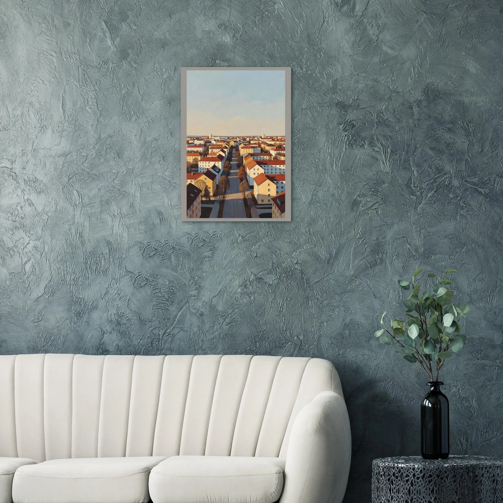 Vintage travel poster poster of Huskvarna — warm minimalist design, from €19