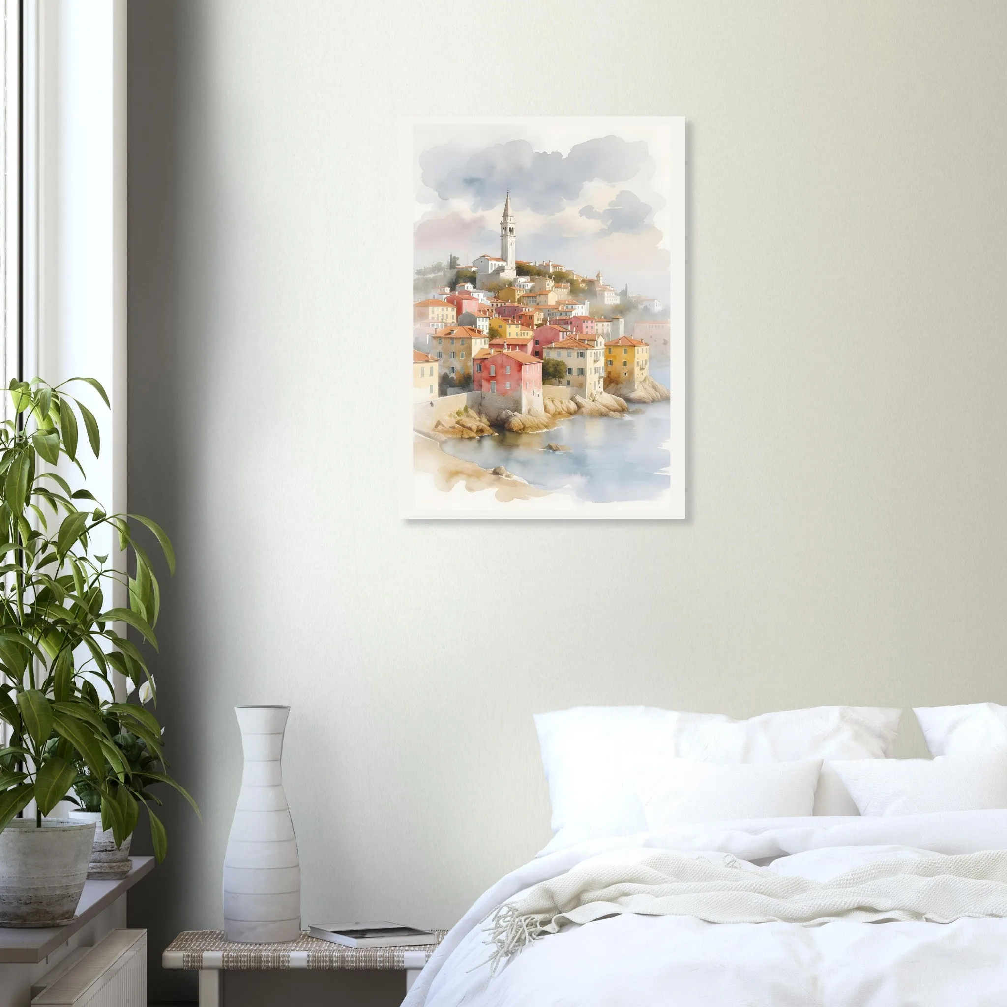 Watercolour landscape-Poster von Rovinj — warmes minimalistisches Motiv, ab 19 €