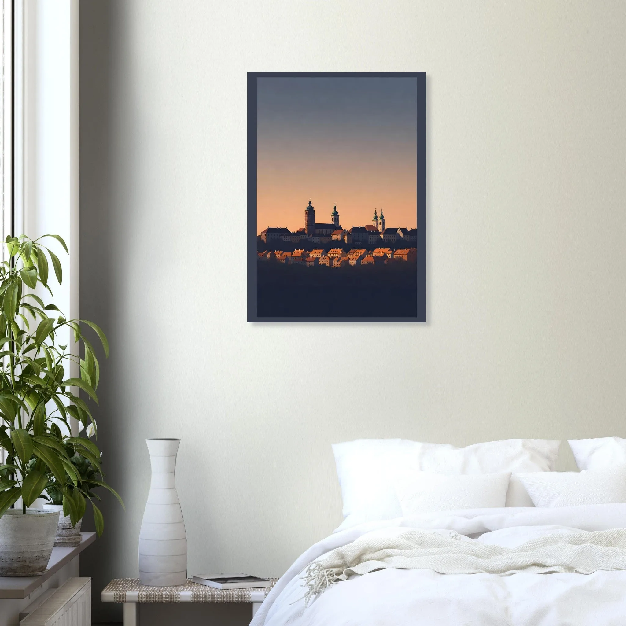 Silhouette skyline poster of Český Krumlov — warm minimalist design, from €19