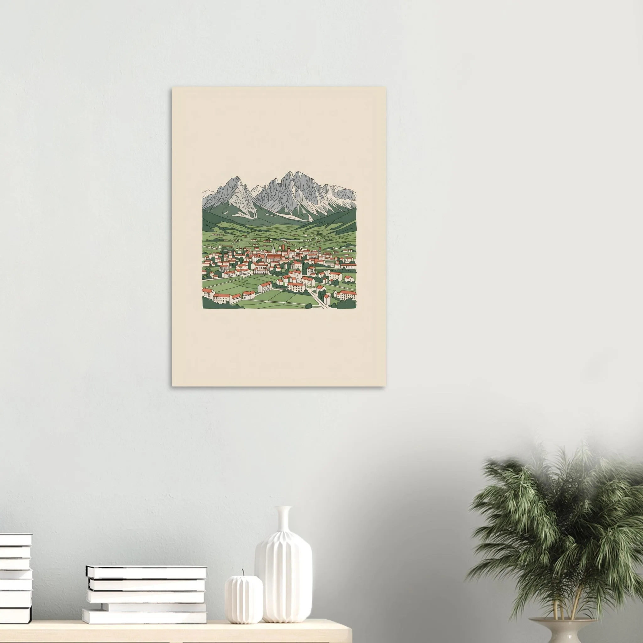 Minimalist line art poster of Lienz — warm minimalist design, from €19