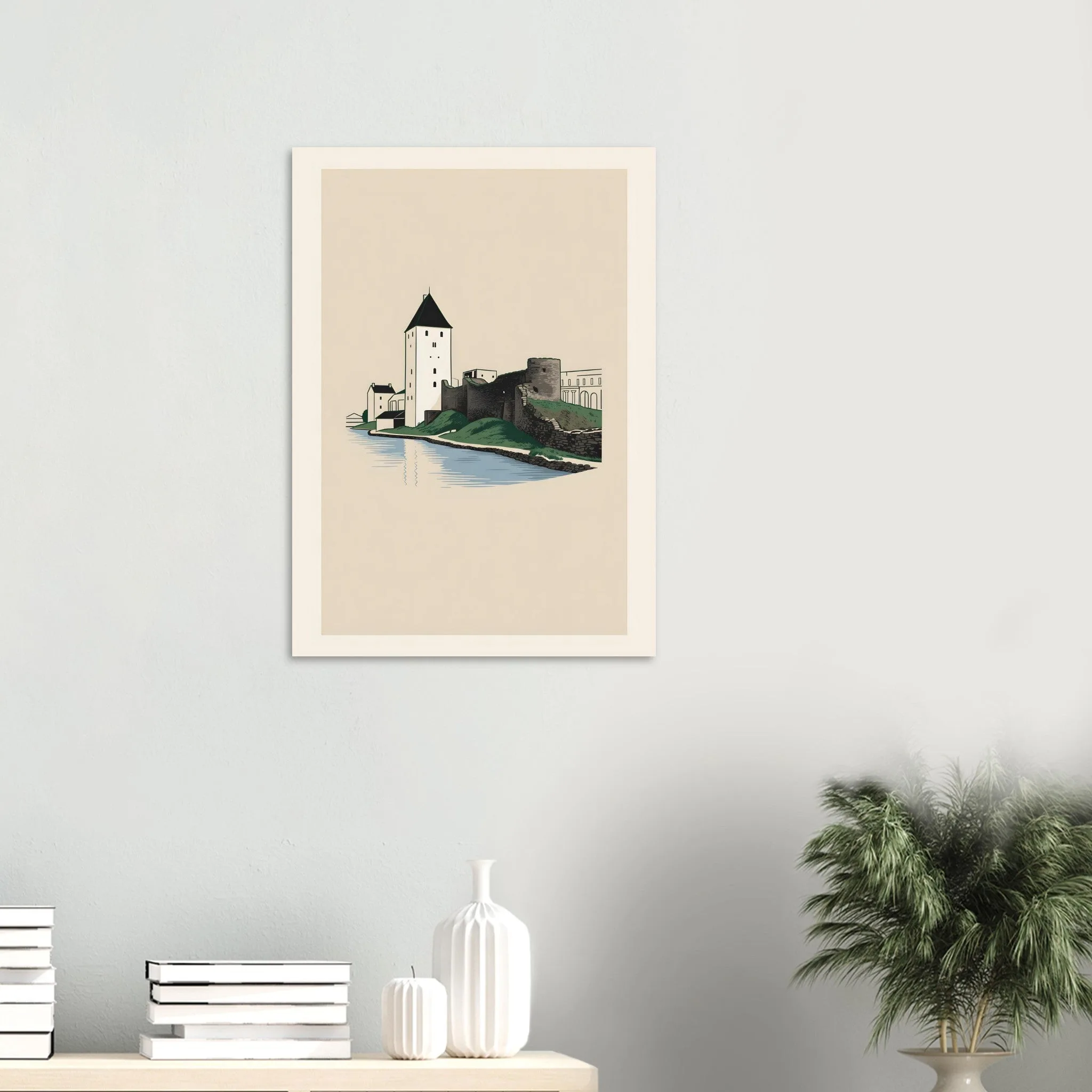 Minimalist line art-Poster von Nyköping — warmes minimalistisches Motiv, ab 19 €