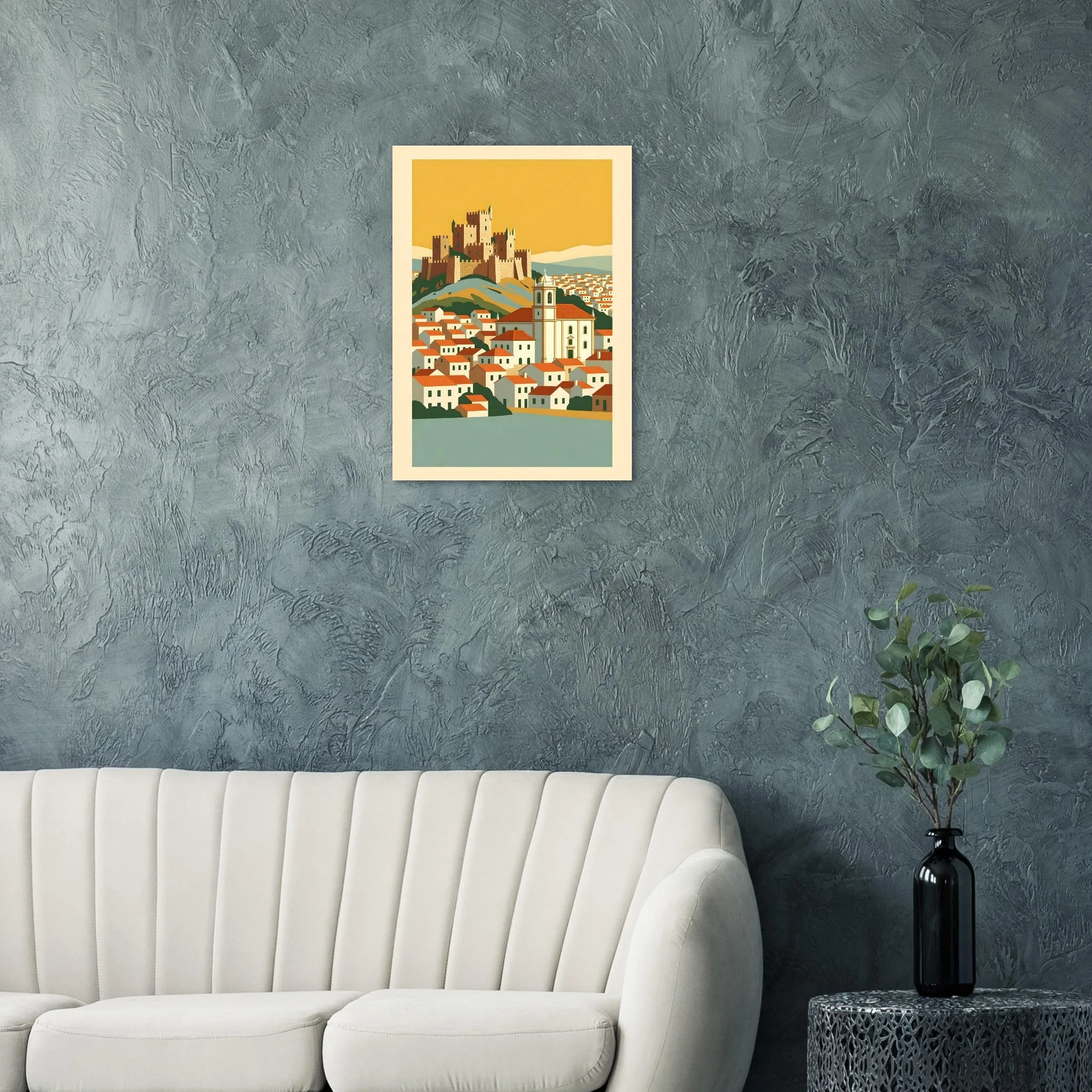 Mid-century modern poster of Sines — warm minimalist design, from €19