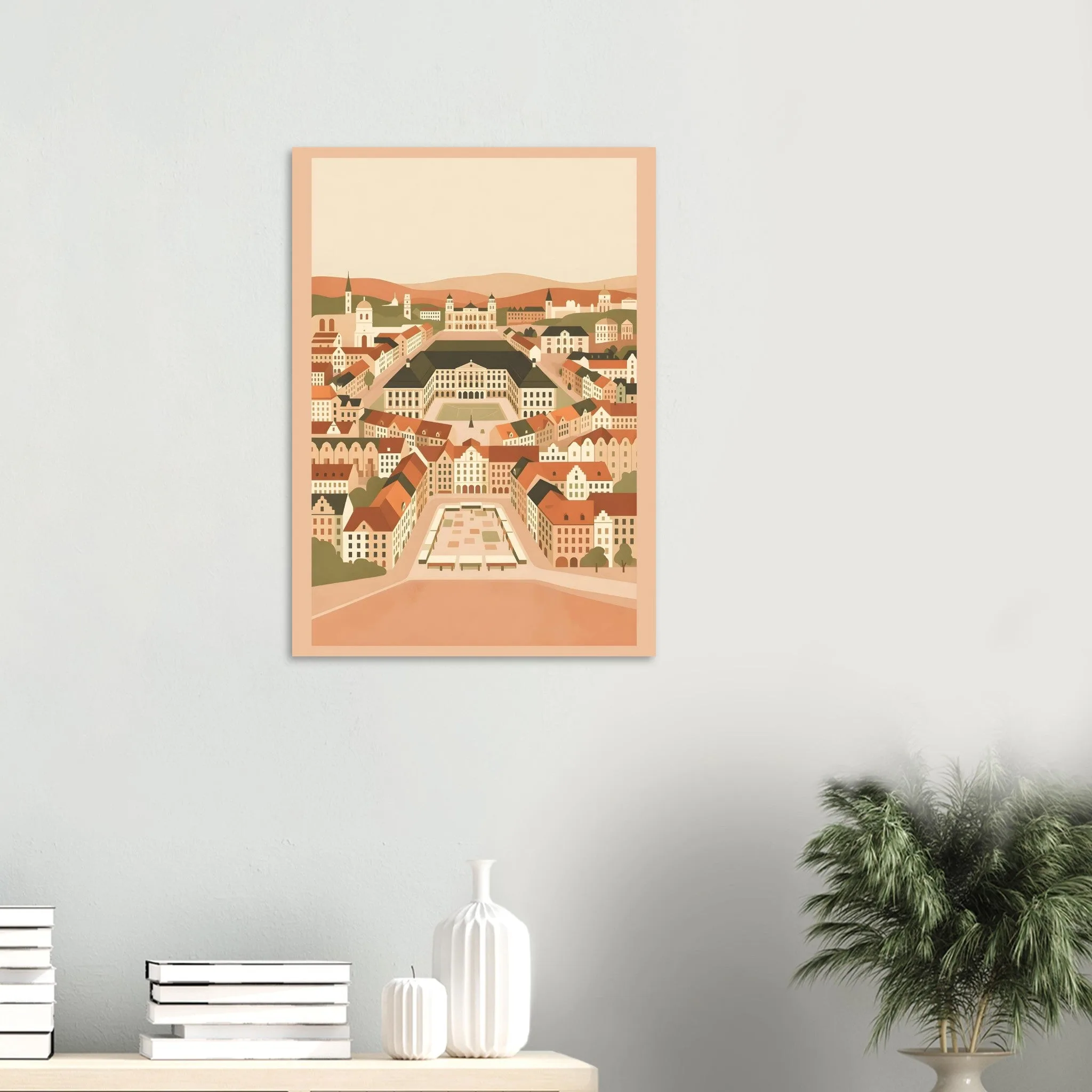 Flat vector illustration poster of Eisenstadt — warm minimalist design, from €19