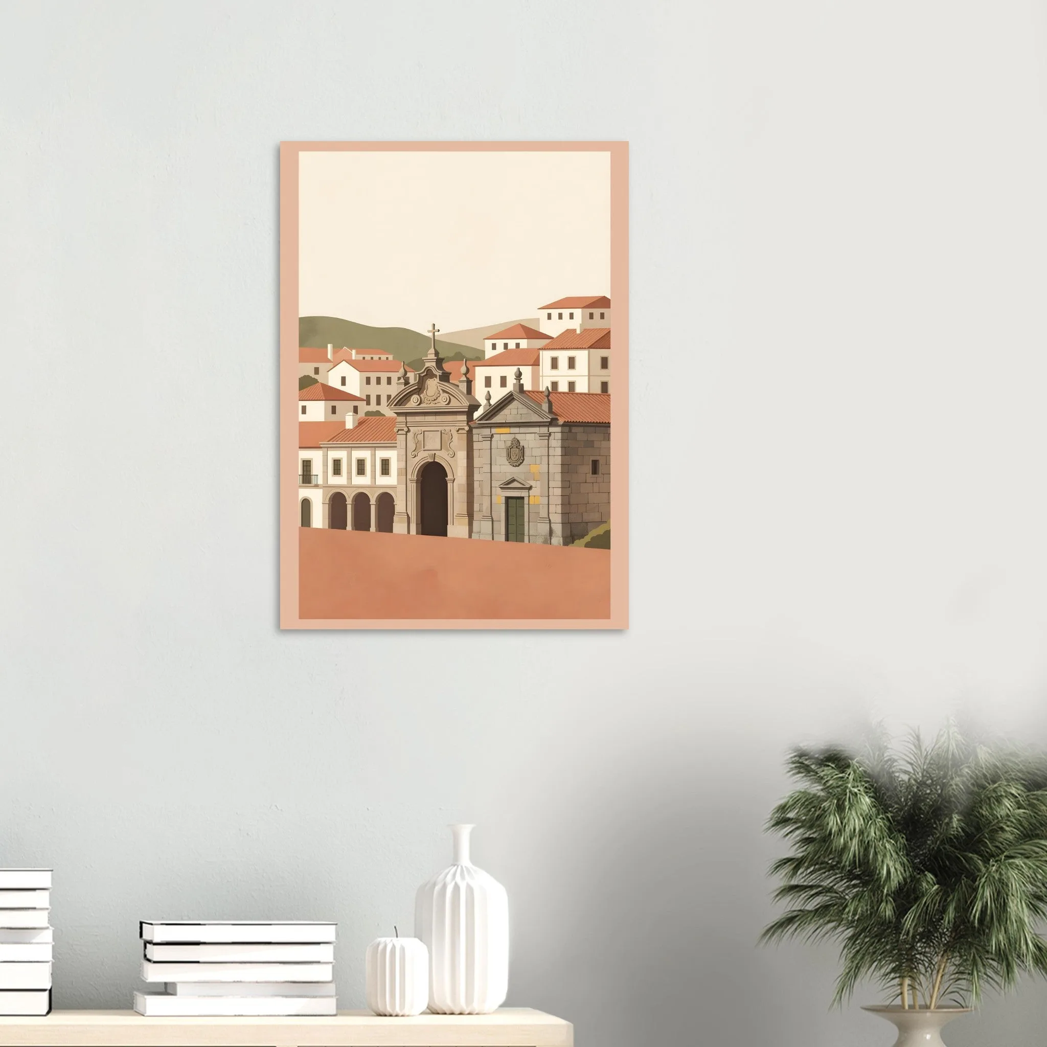 Flat vector illustration poster of Tondela — warm minimalist design, from €19
