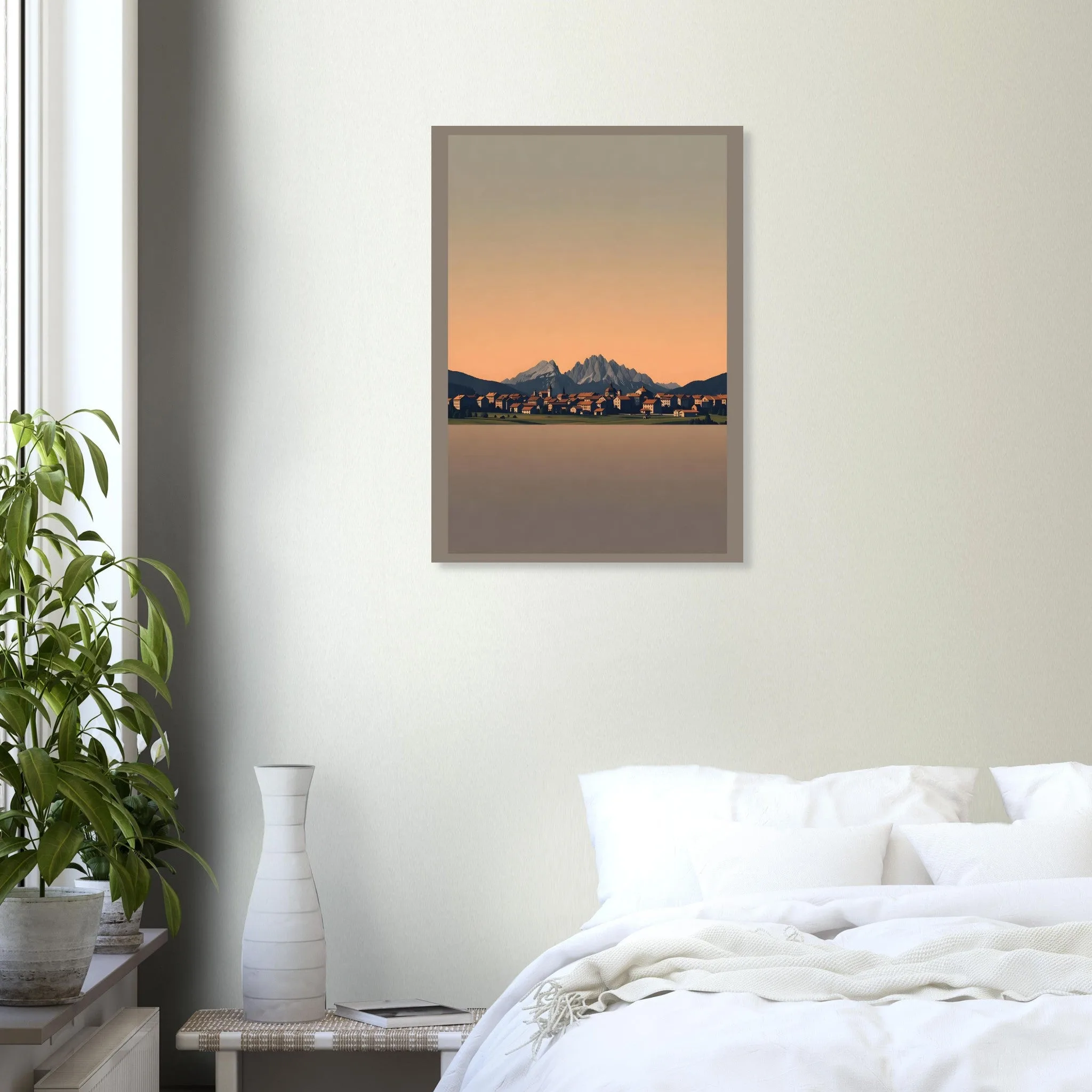Silhouette skyline poster of Lienz — warm minimalist design, from €19