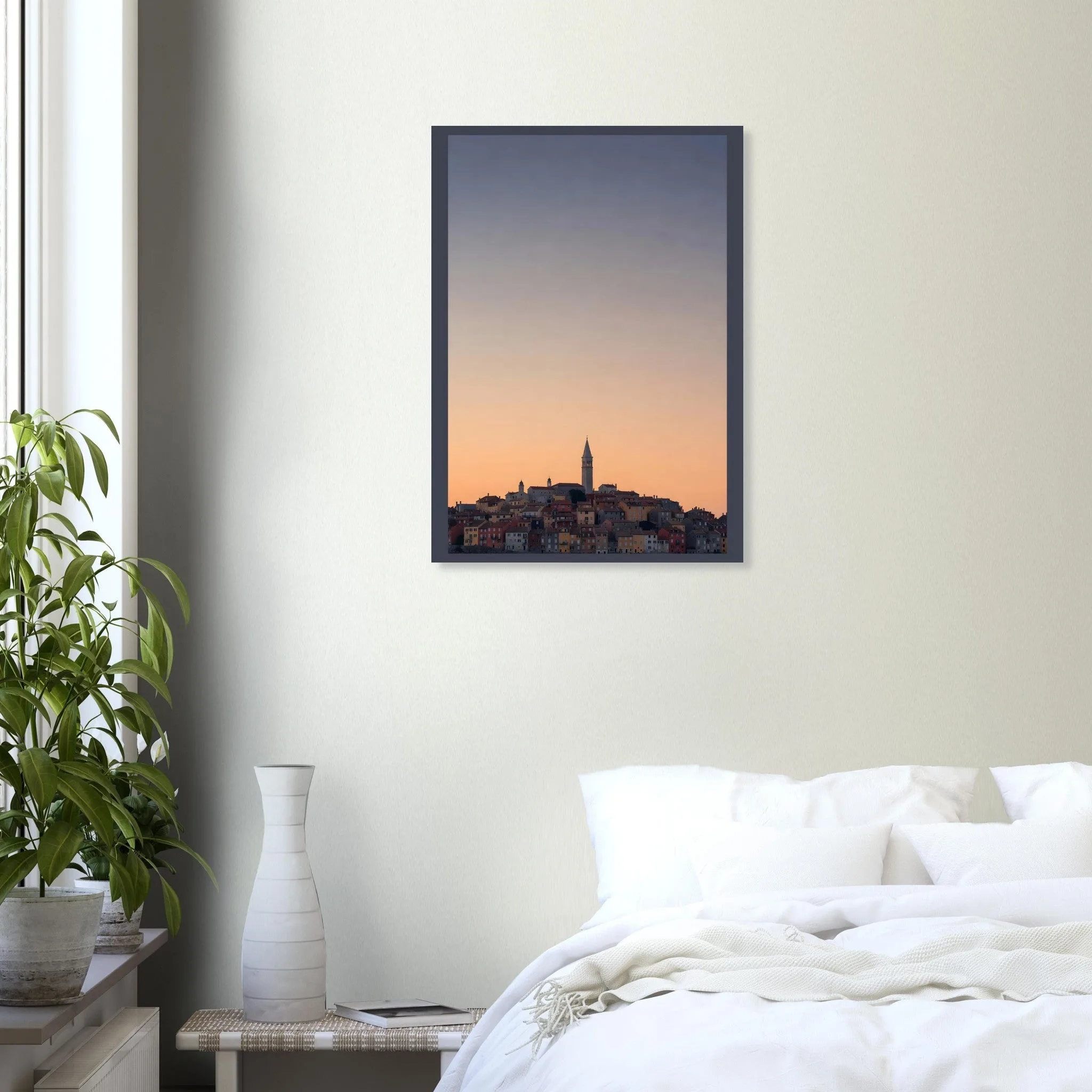 Silhouette skyline-Poster von Rovinj — warmes minimalistisches Motiv, ab 19 €